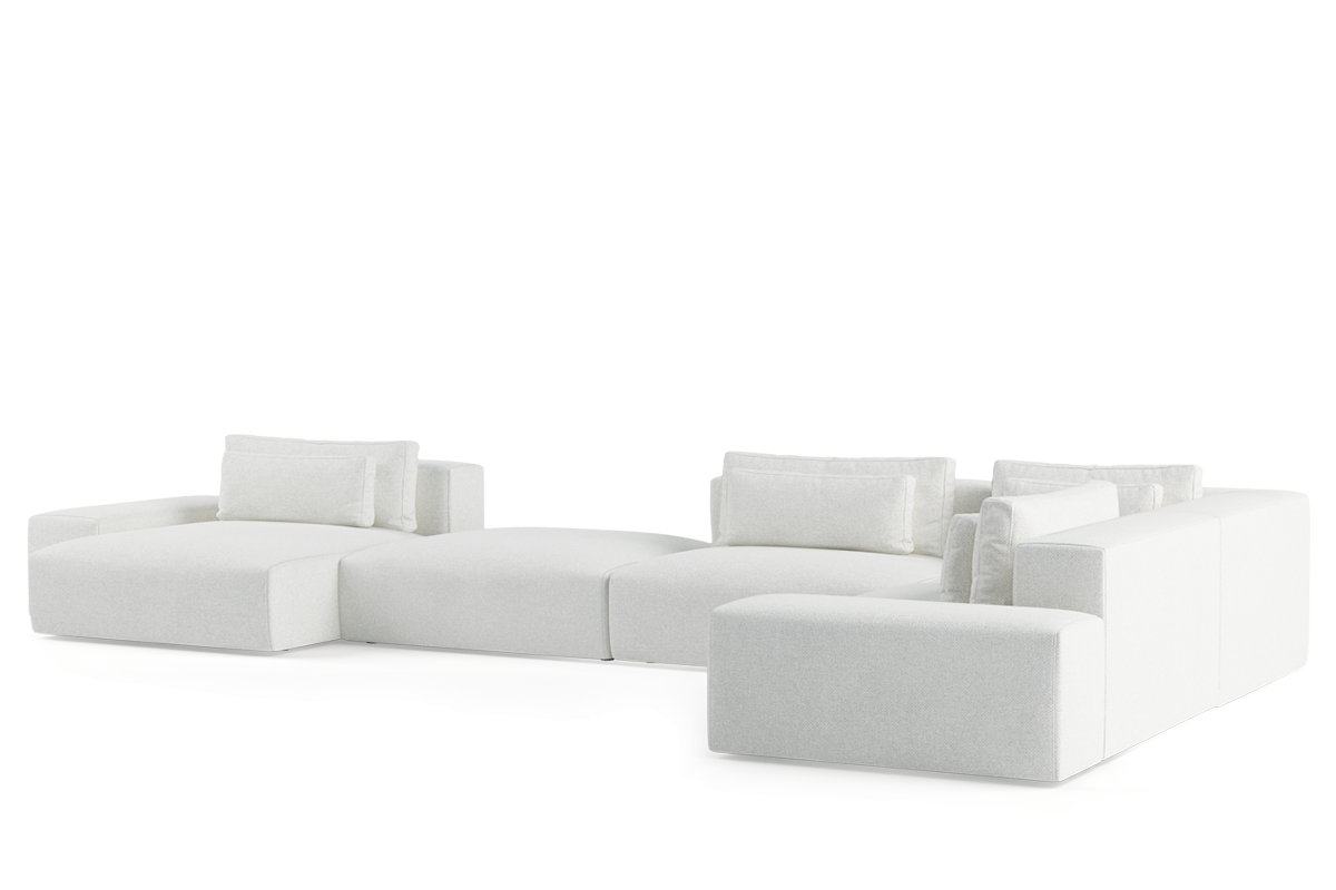 Modulaire hoekbank voor 6 personen, links, FLAVIO, gestoffeerd