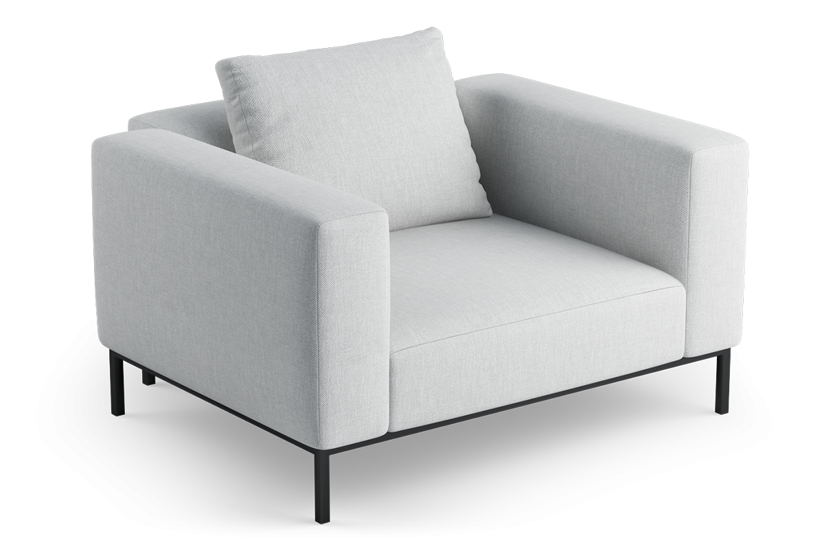 Fauteuil HOLDEN gestoffeerd met zwarte basis