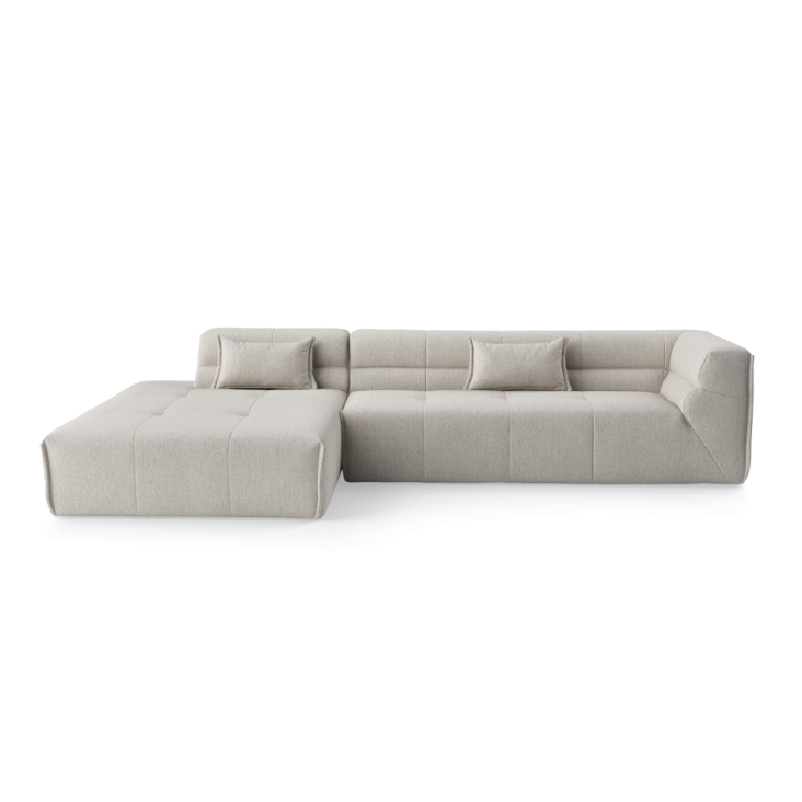 Modulaire hoekbank voor 5 personen, links, PIERO, gestoffeerd