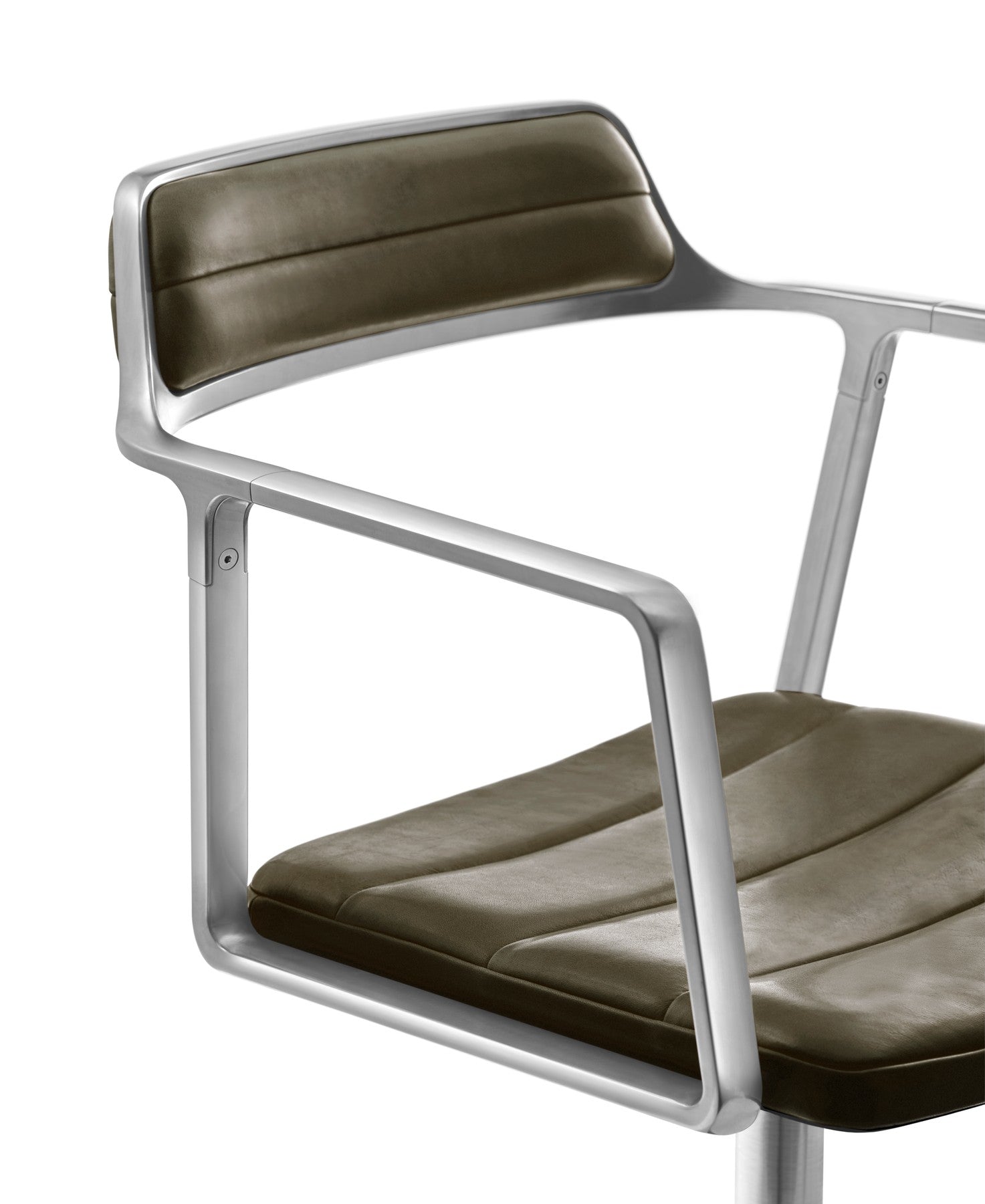 Bureau stoel 452 groene leer met metalen basis