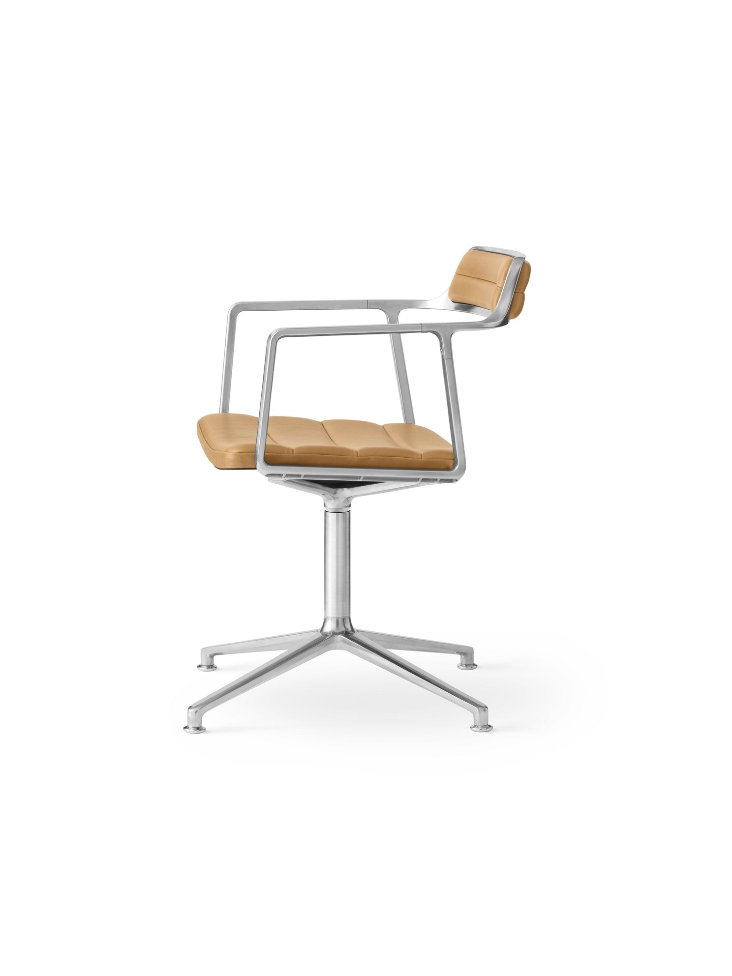Bureau stoel 452 karamel leer met metalen basis