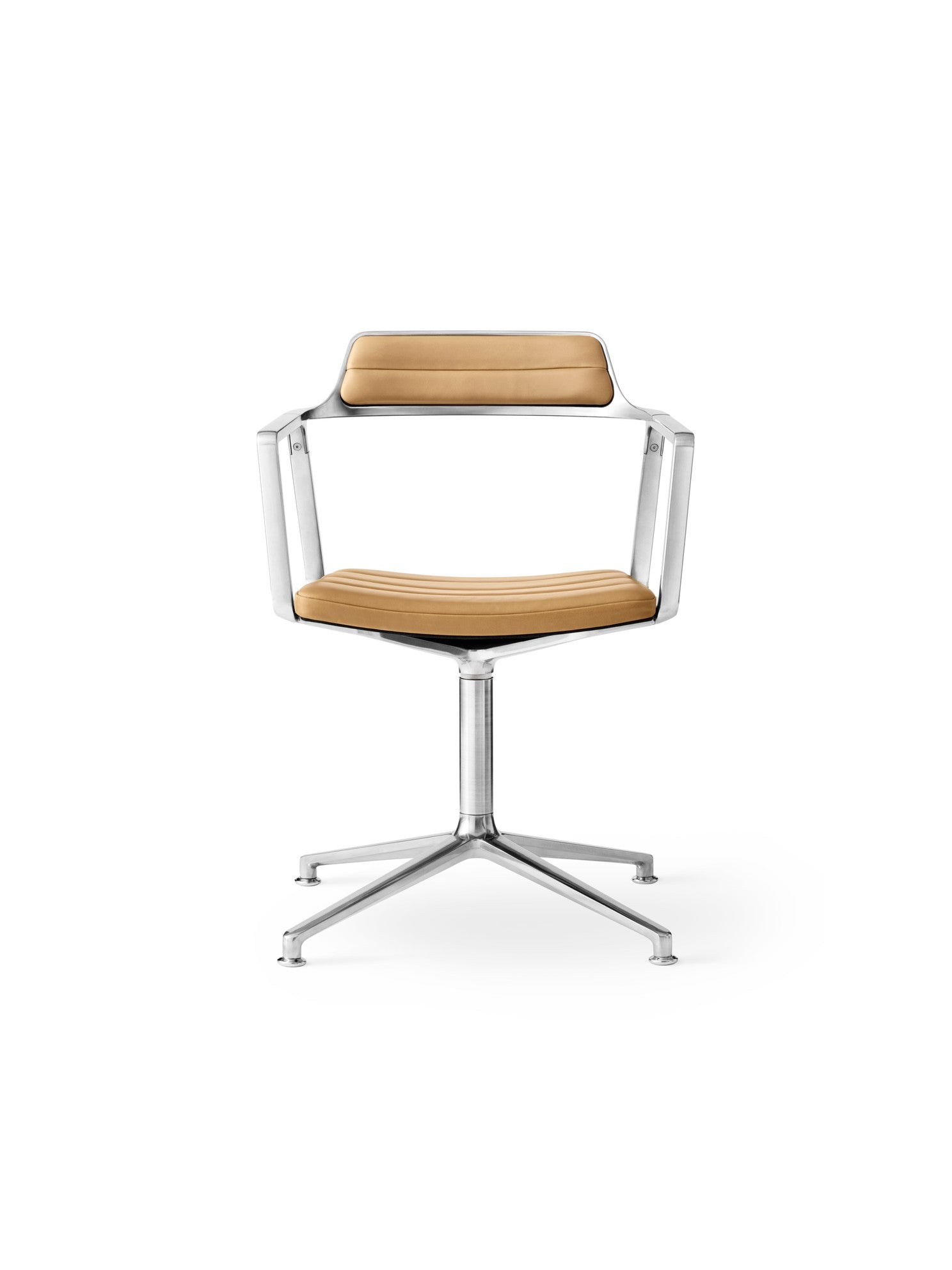 Bureau stoel 452 karamel leer met metalen basis