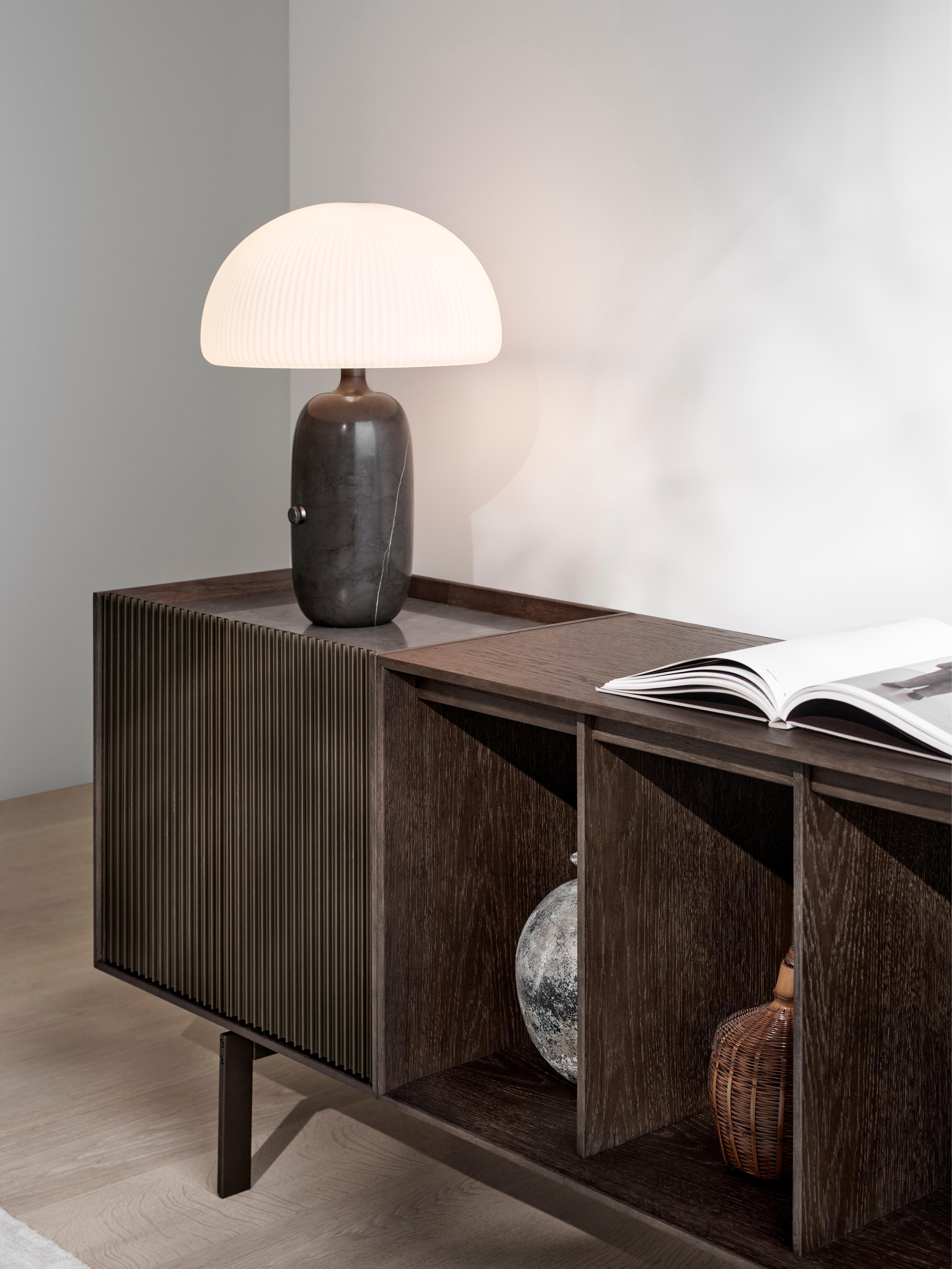 H1 dark oak veneer chest of drawers with gray marble