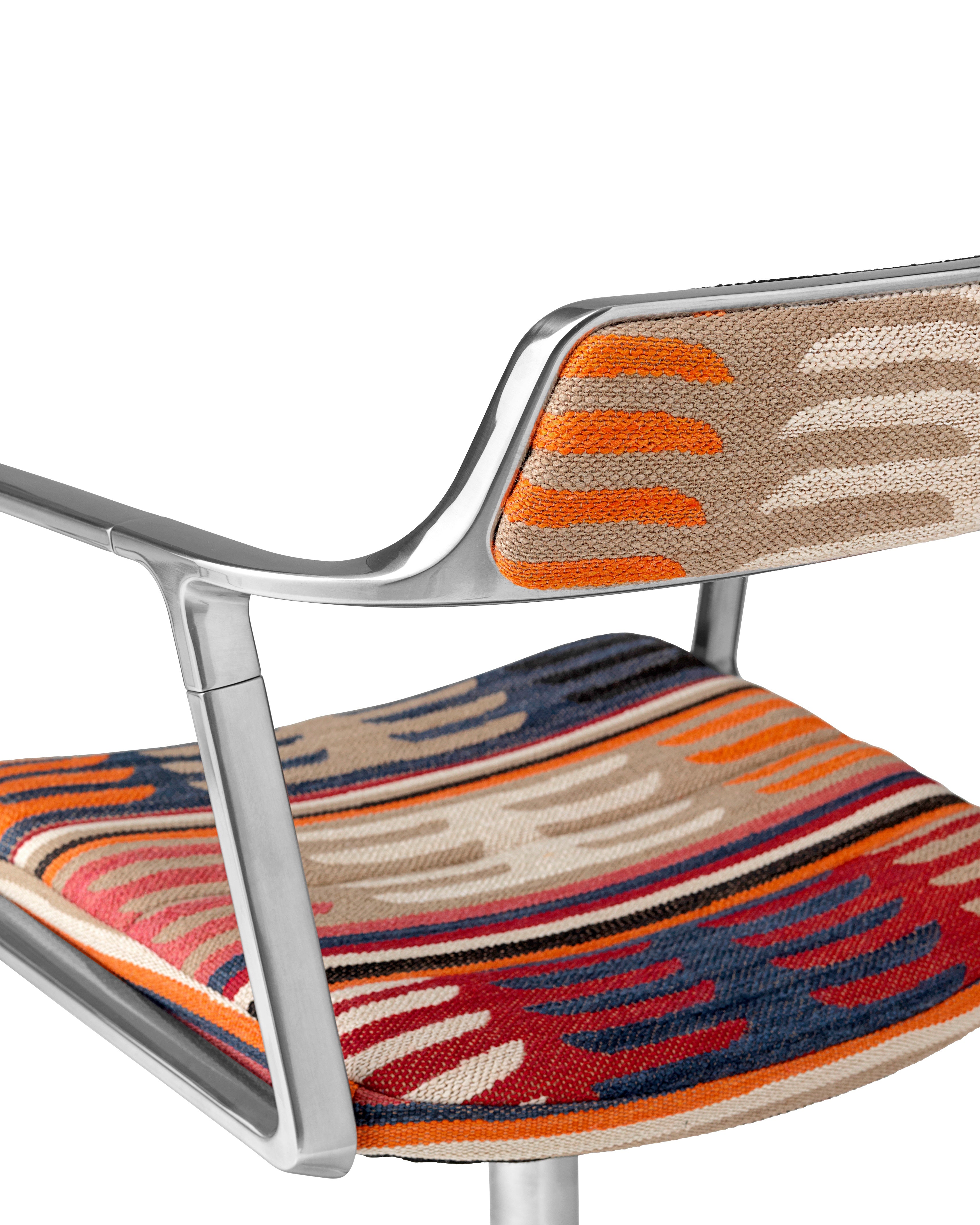 Bureau stoel 452 - TODOS SANTOS in blauw en oranje met metalen basis