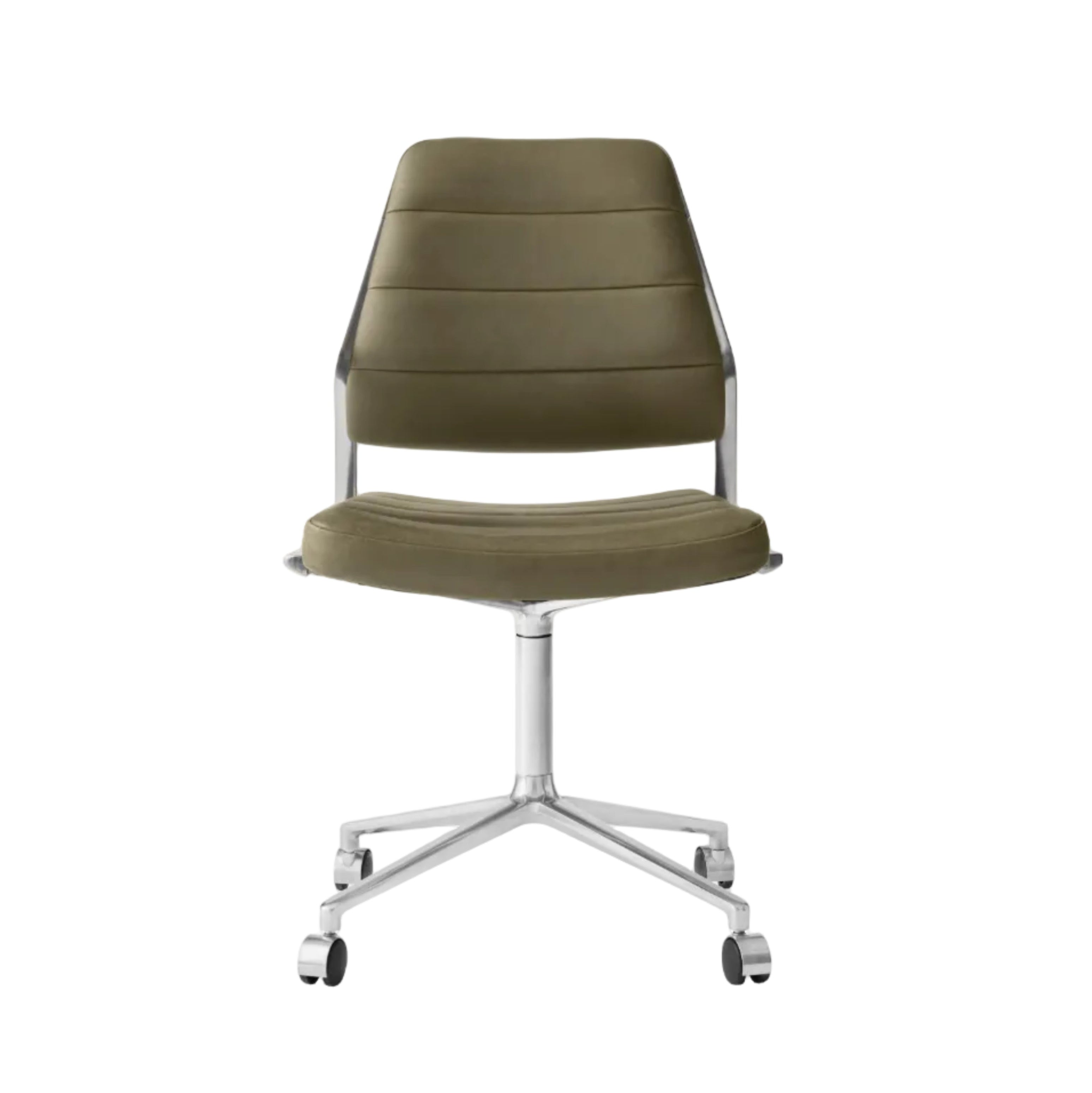 Bureau stoel 454 groene leer met metalen basis
