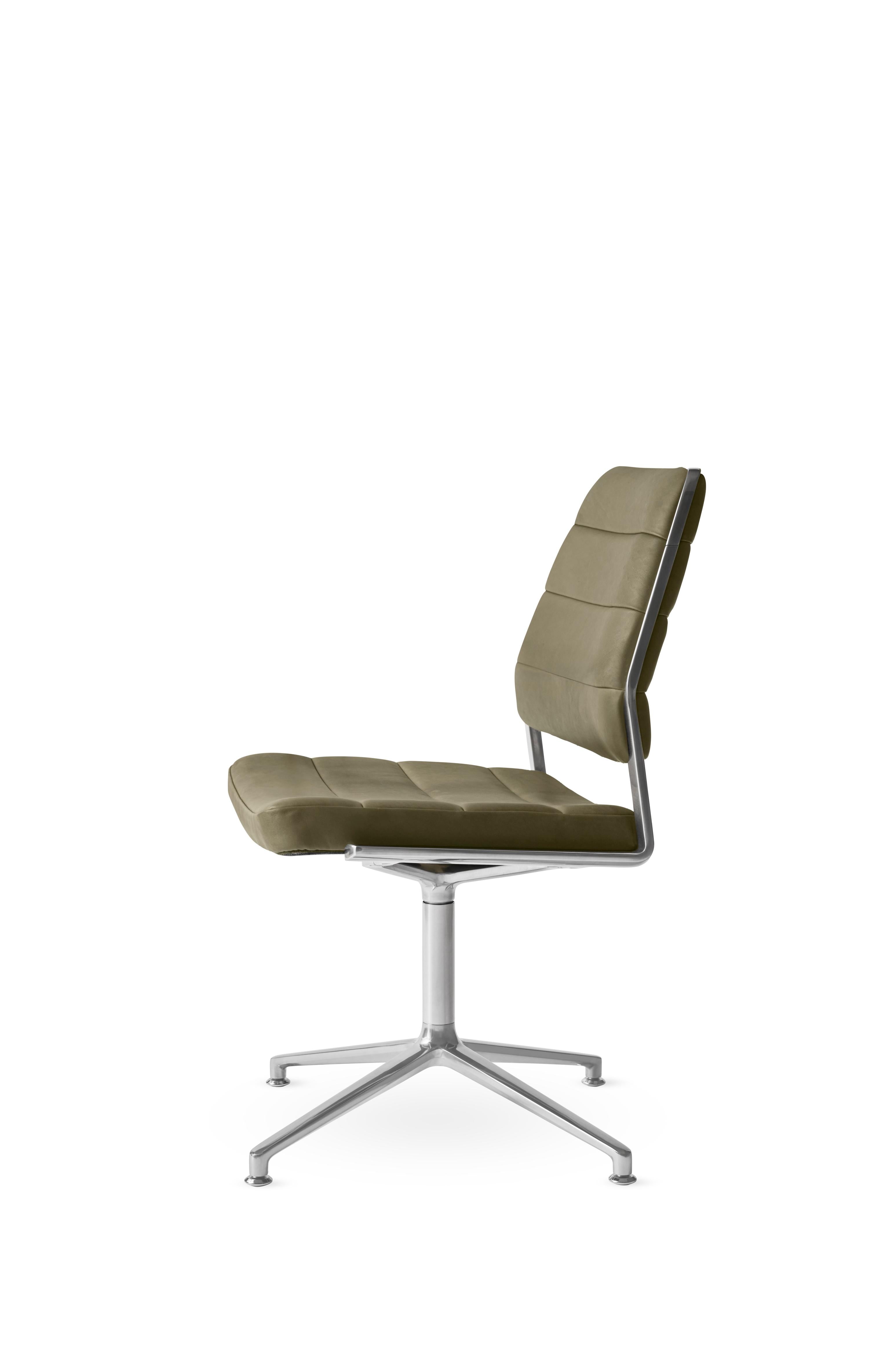 Bureau stoel 454 groene leer met metalen basis