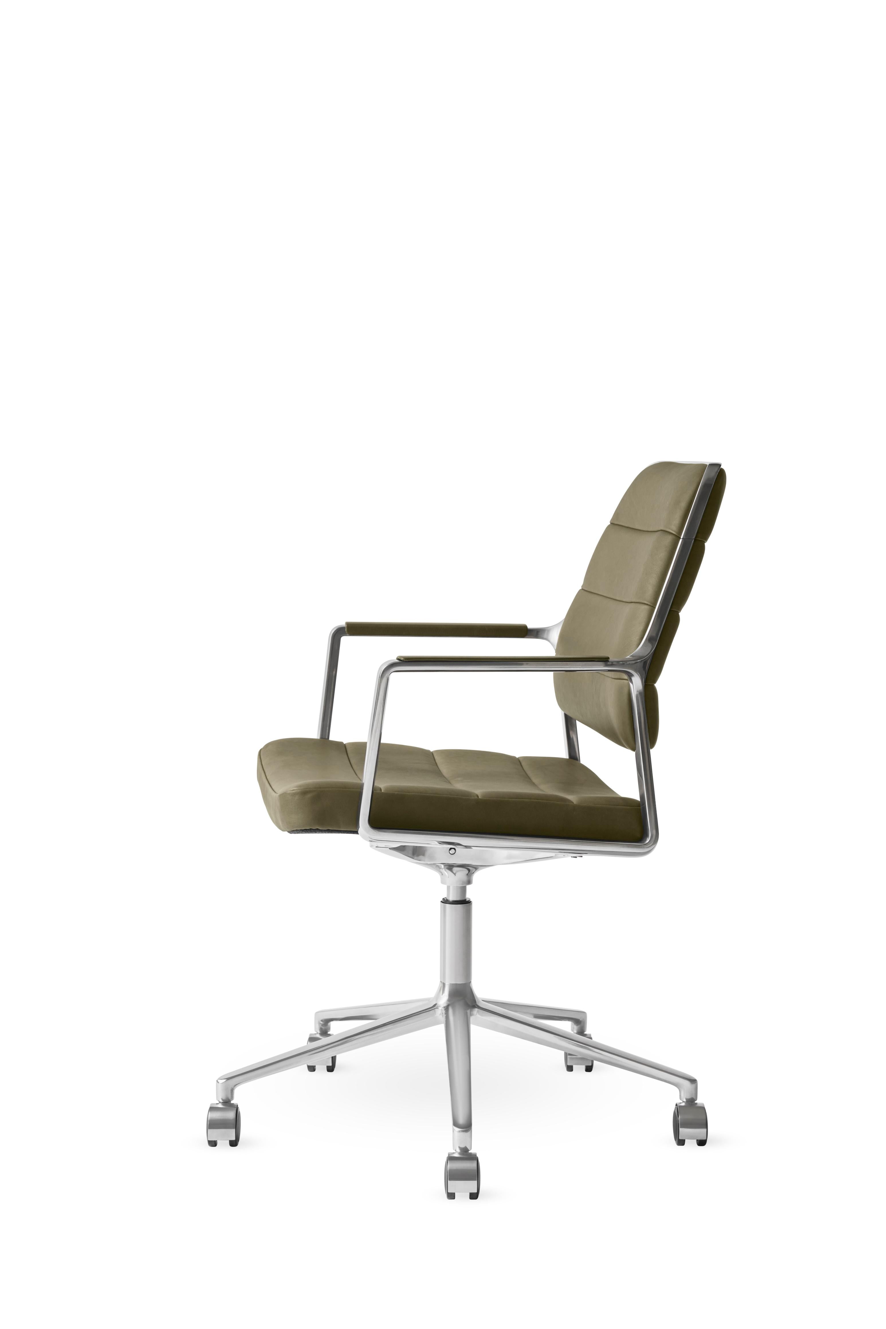 Bureau stoel 455+ groene leer met metalen basis