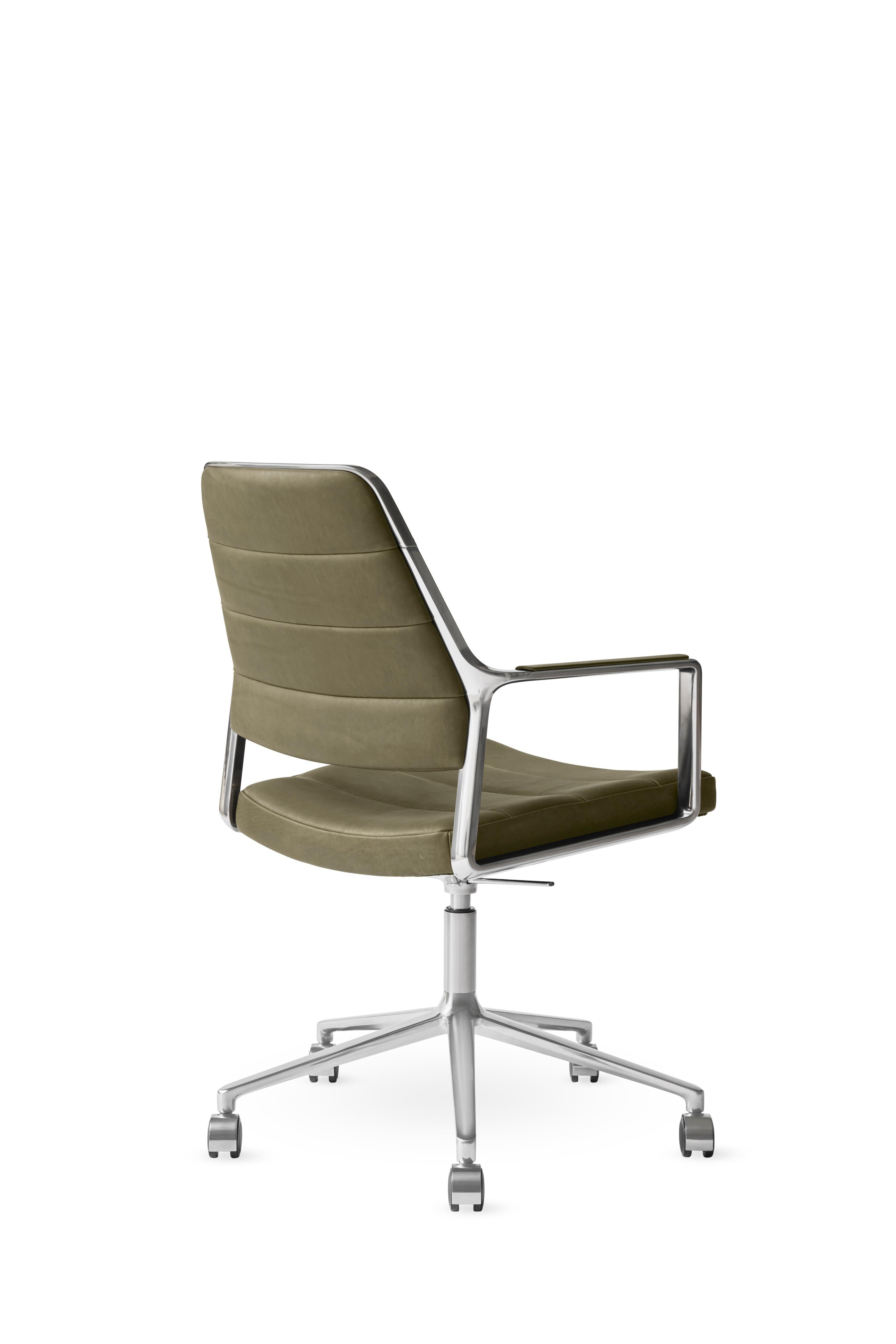 Bureau stoel 455+ groene leer met metalen basis