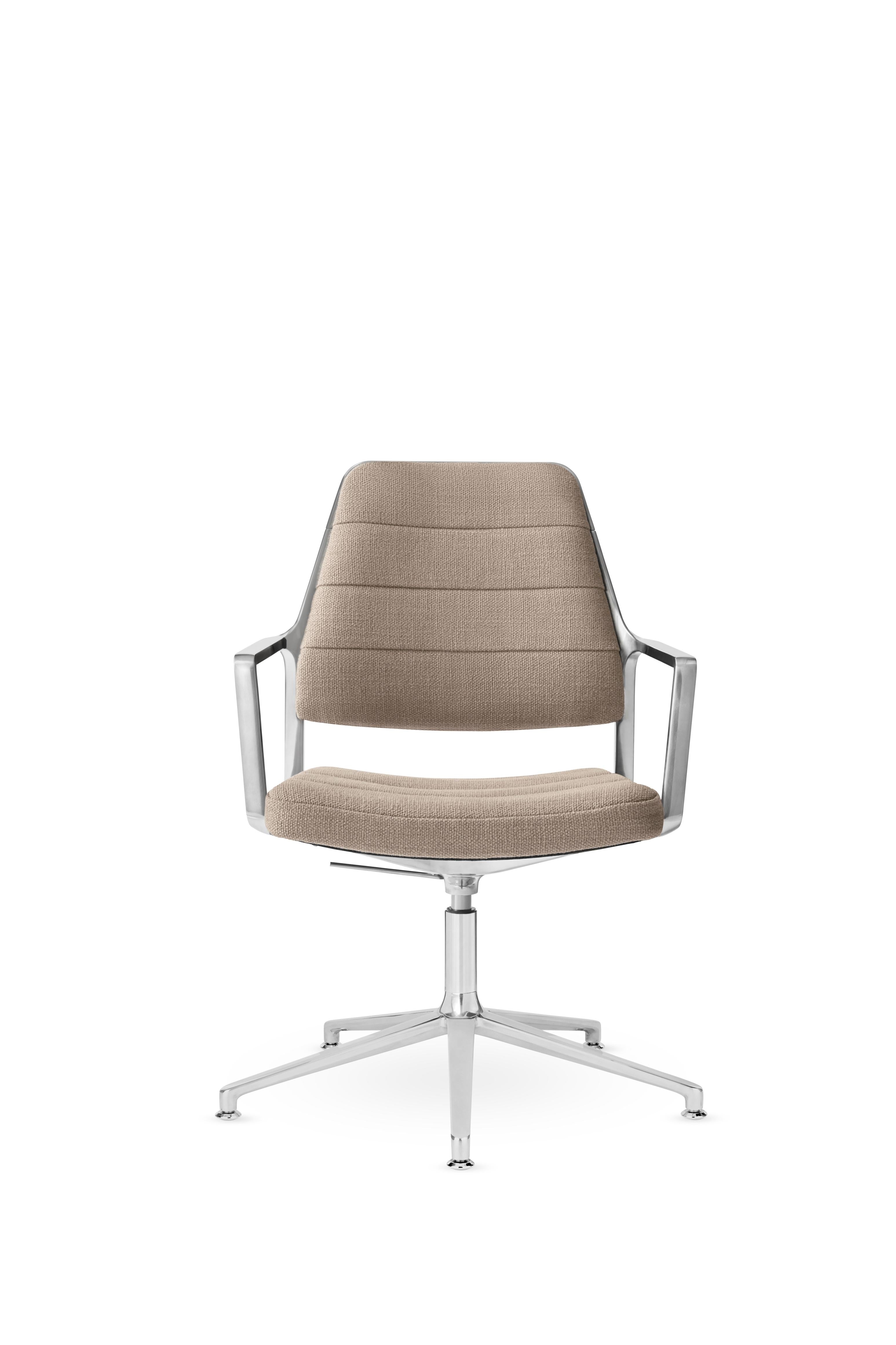 Bureau stoel 455+ met zandkleurige stof en metalen basis