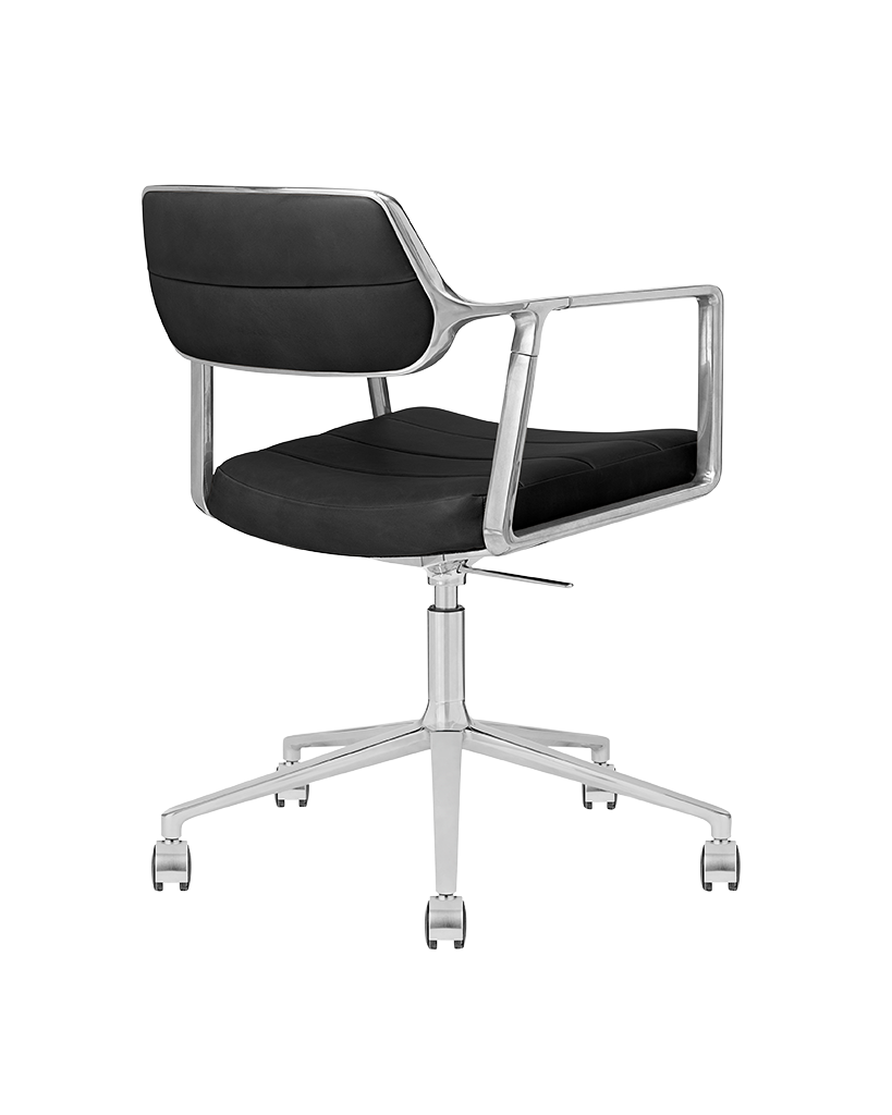 Bureau stoel 453+ zwarte leer met metalen basis