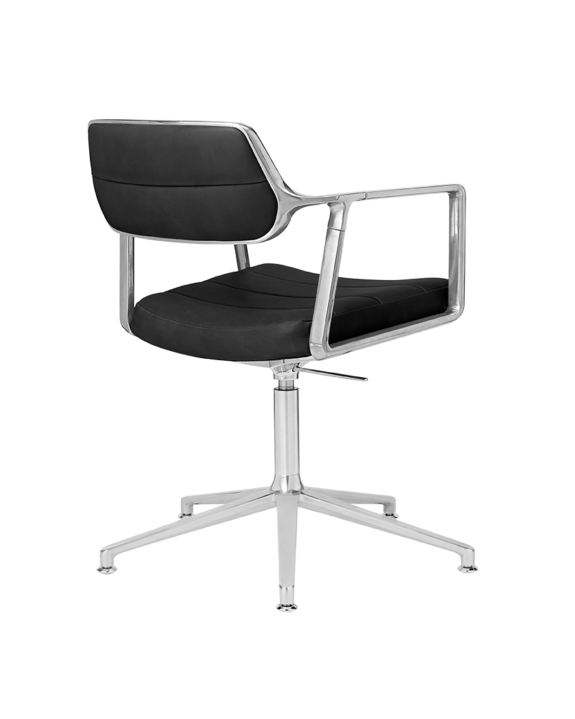 Bureau stoel 453+ zwarte leer met metalen basis