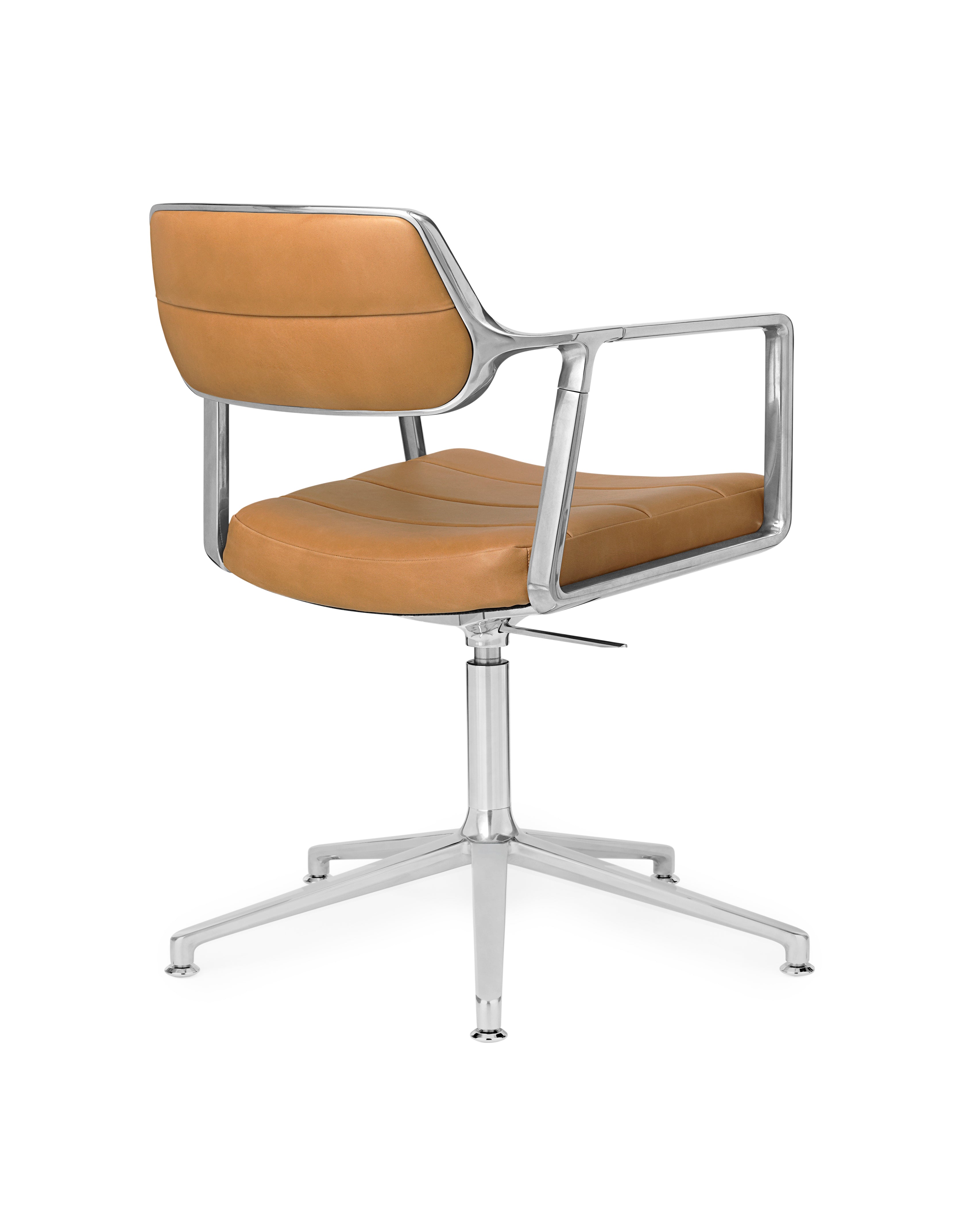 Bürostuhl 453+ karamellfarbene Leder mit Metallbasis