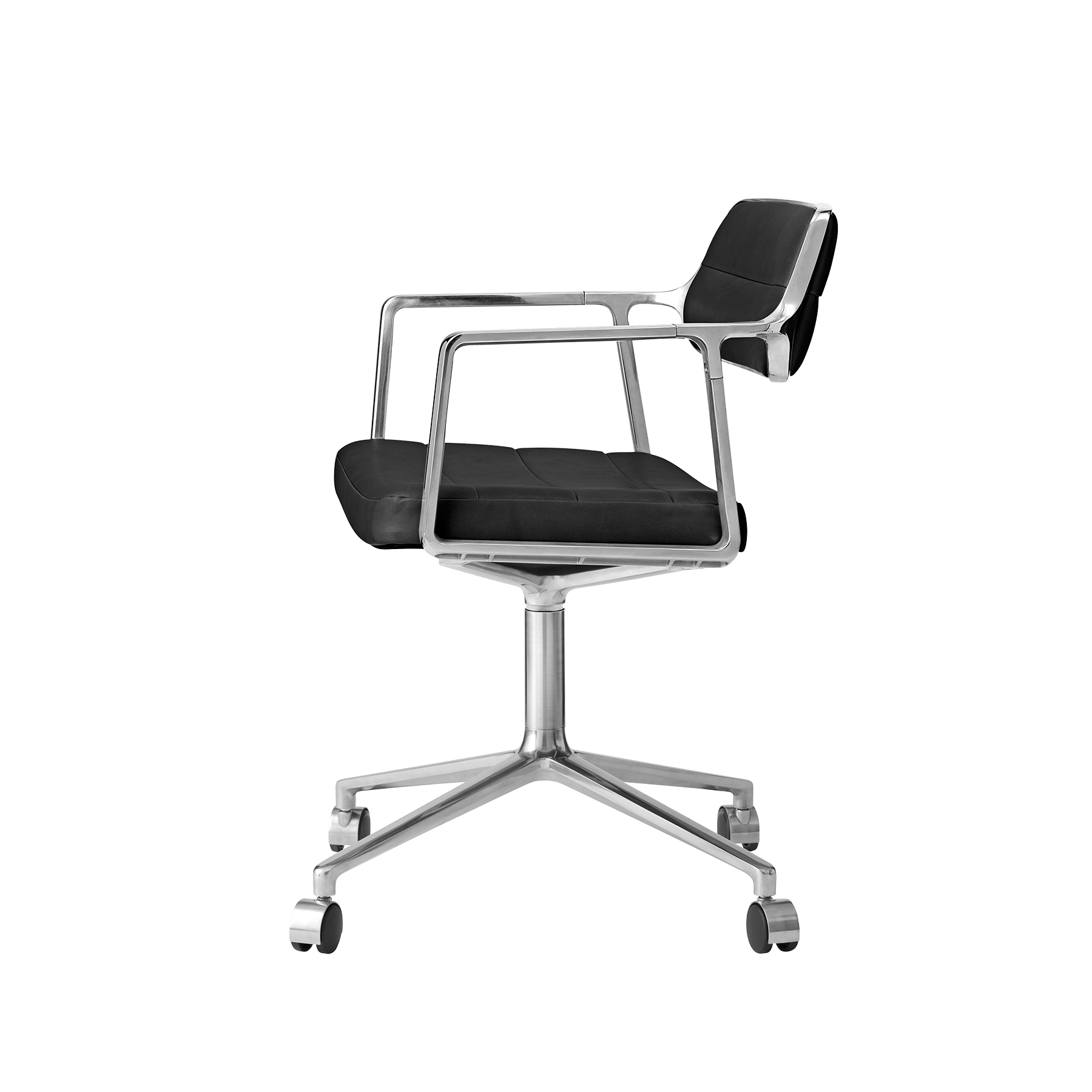 Bureau stoel 453 zwarte leer met metalen basis
