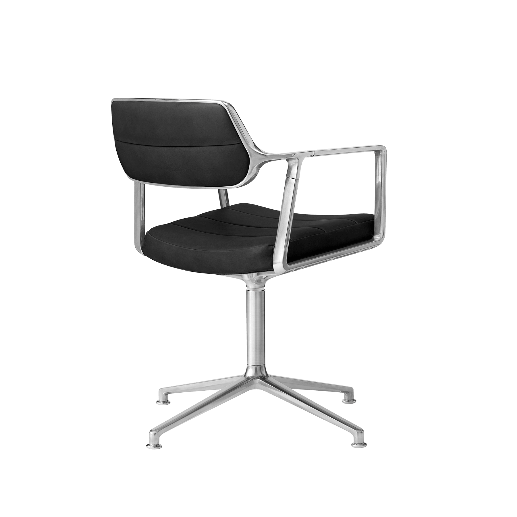 Bureau stoel 453 zwarte leer met metalen basis