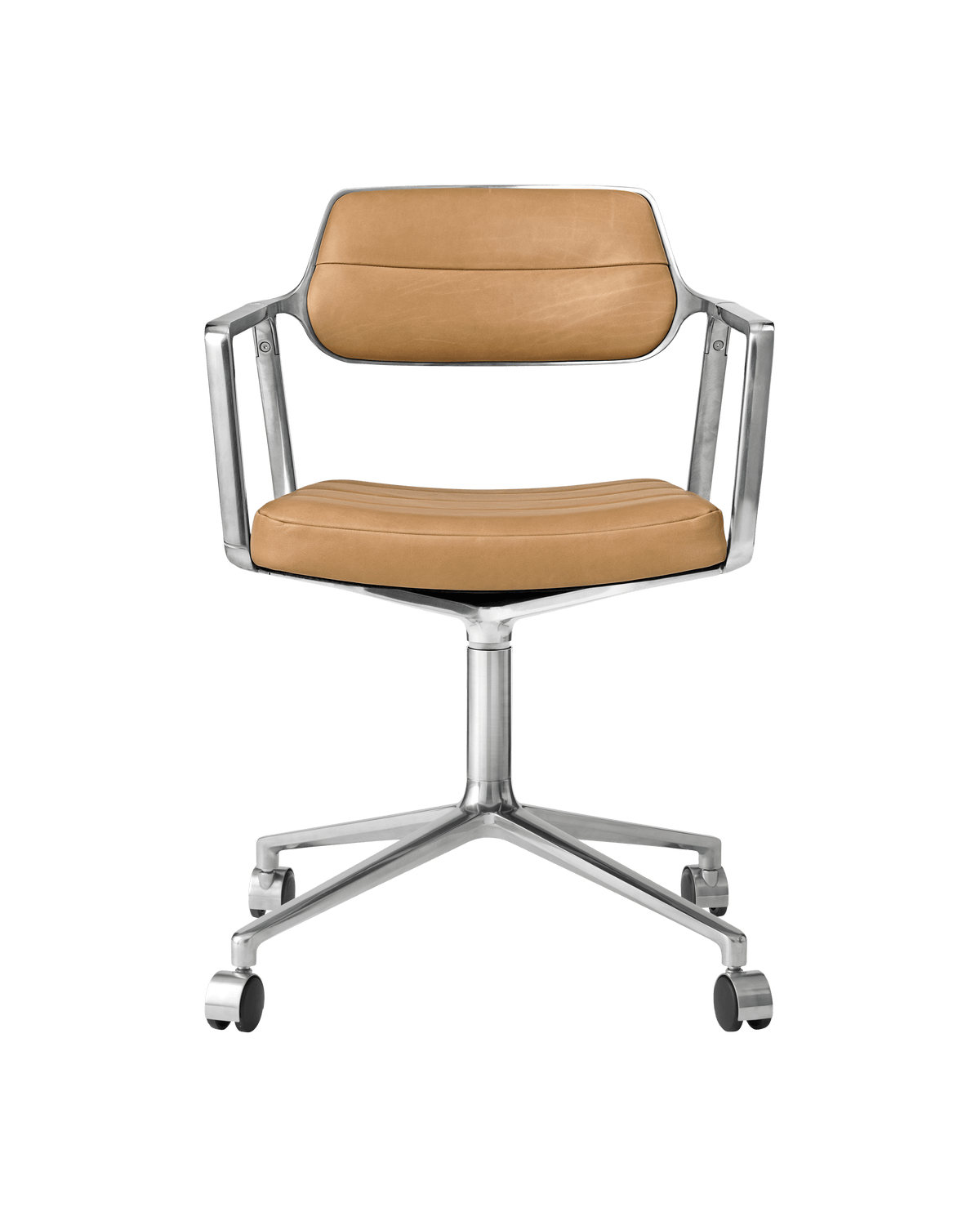 Bureau stoel 453 karamel leer met metalen basis