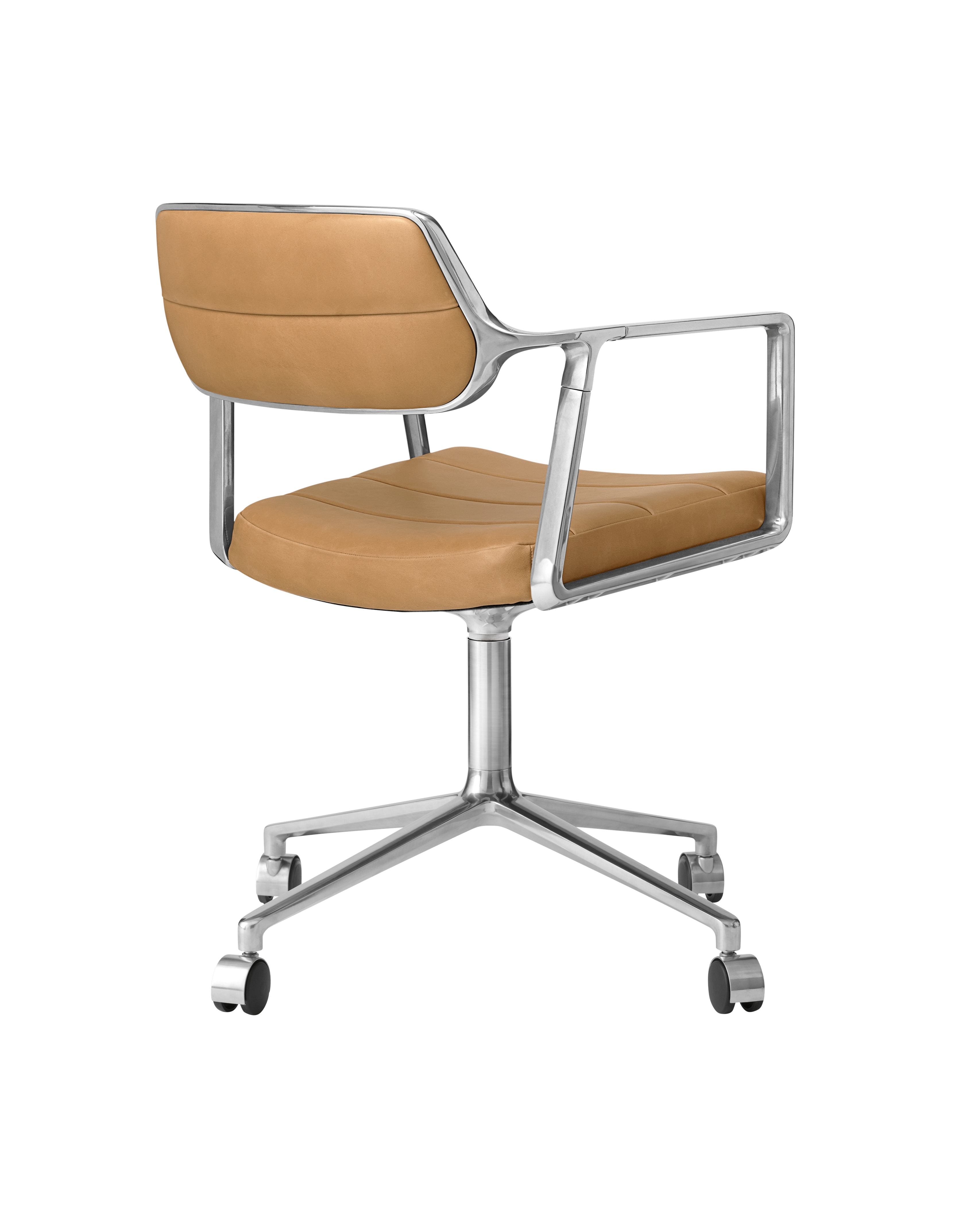 Bureau stoel 453 karamel leer met metalen basis