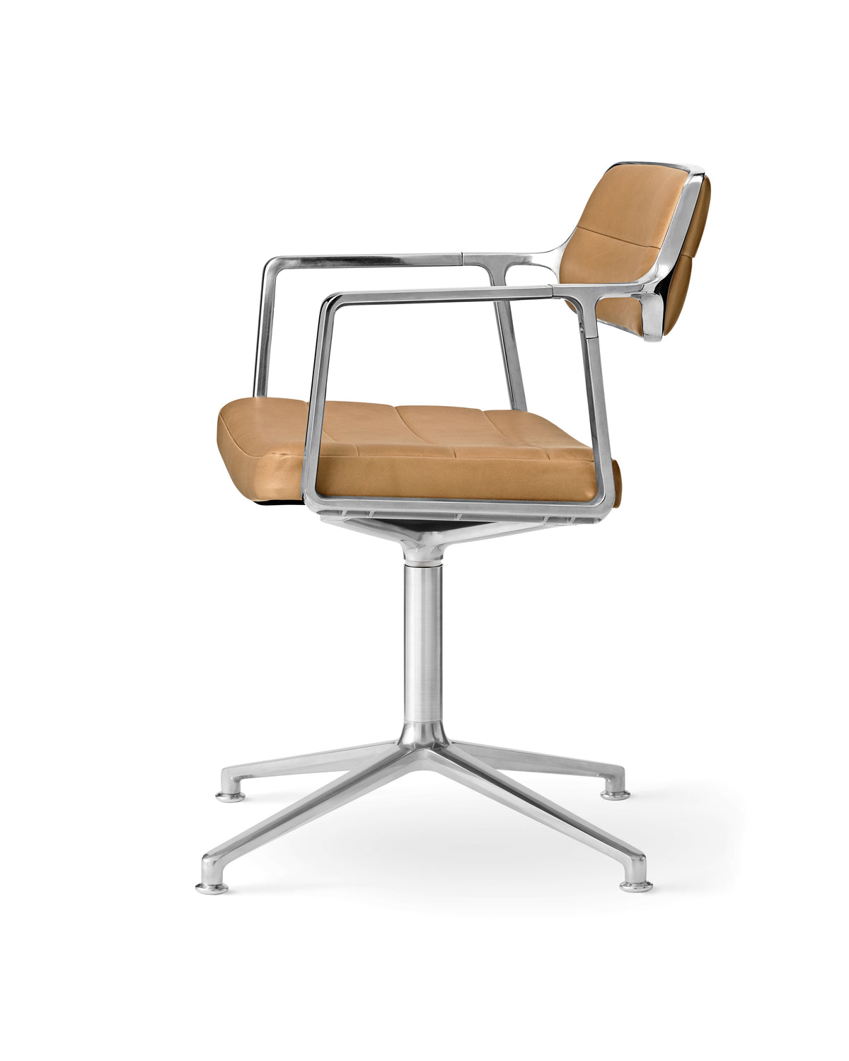 Bureau stoel 453 karamel leer met metalen basis