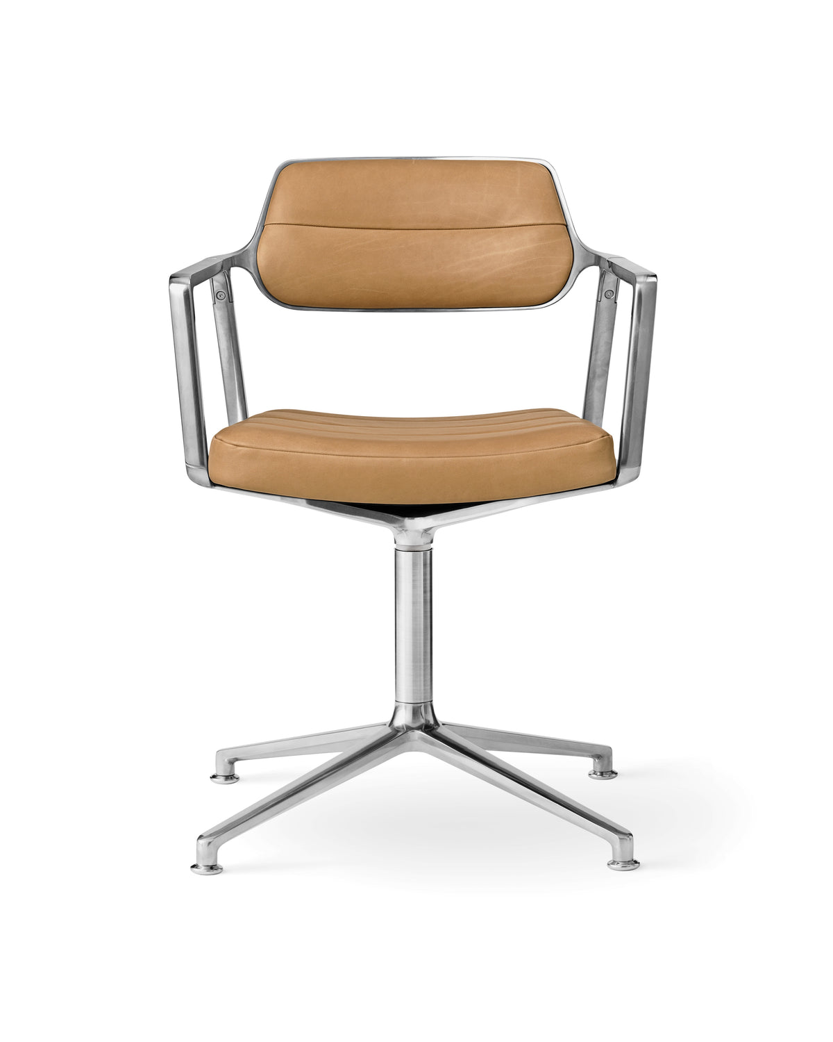Bureau stoel 453 karamel leer met metalen basis
