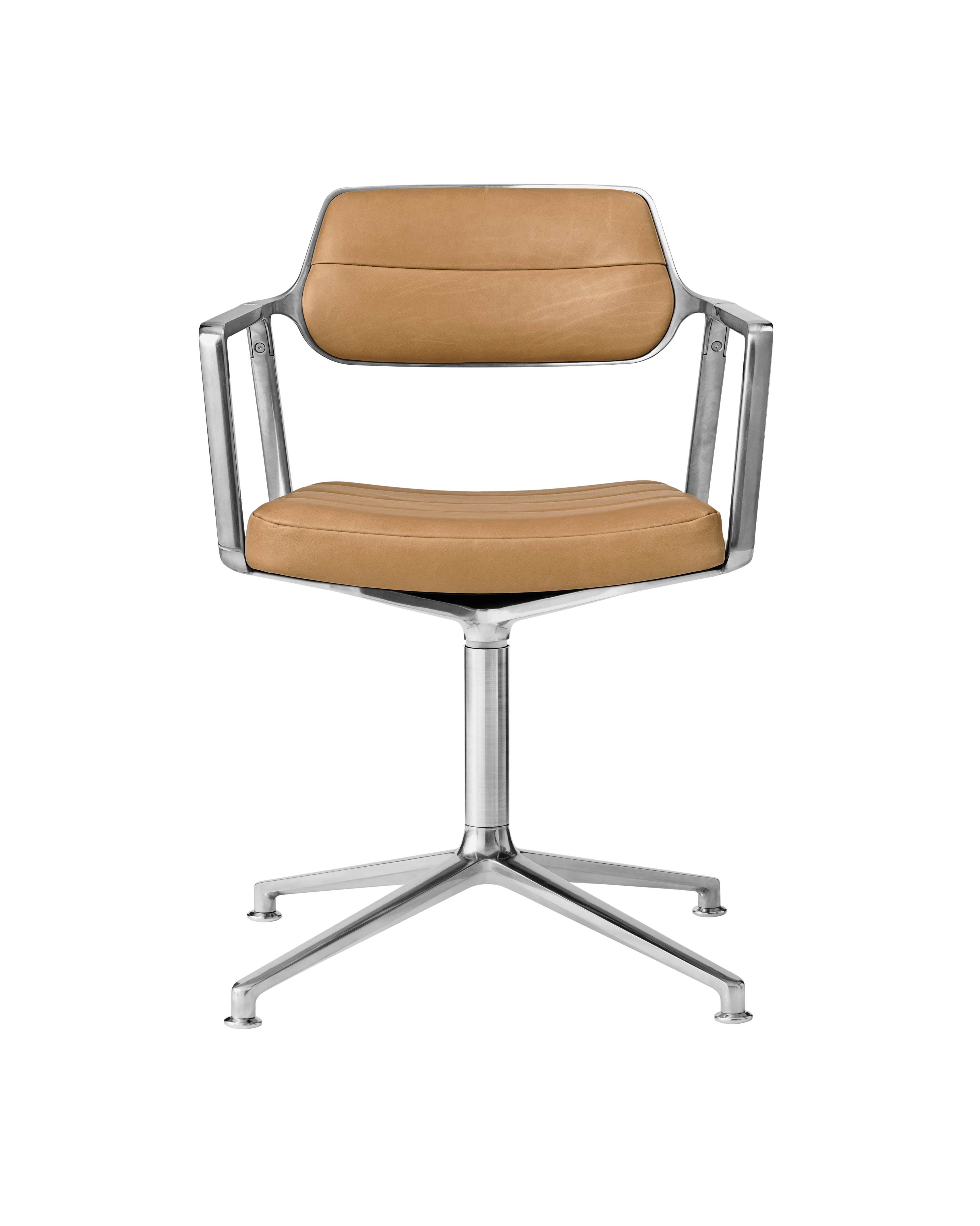Bureau stoel 453 karamel leer met metalen basis