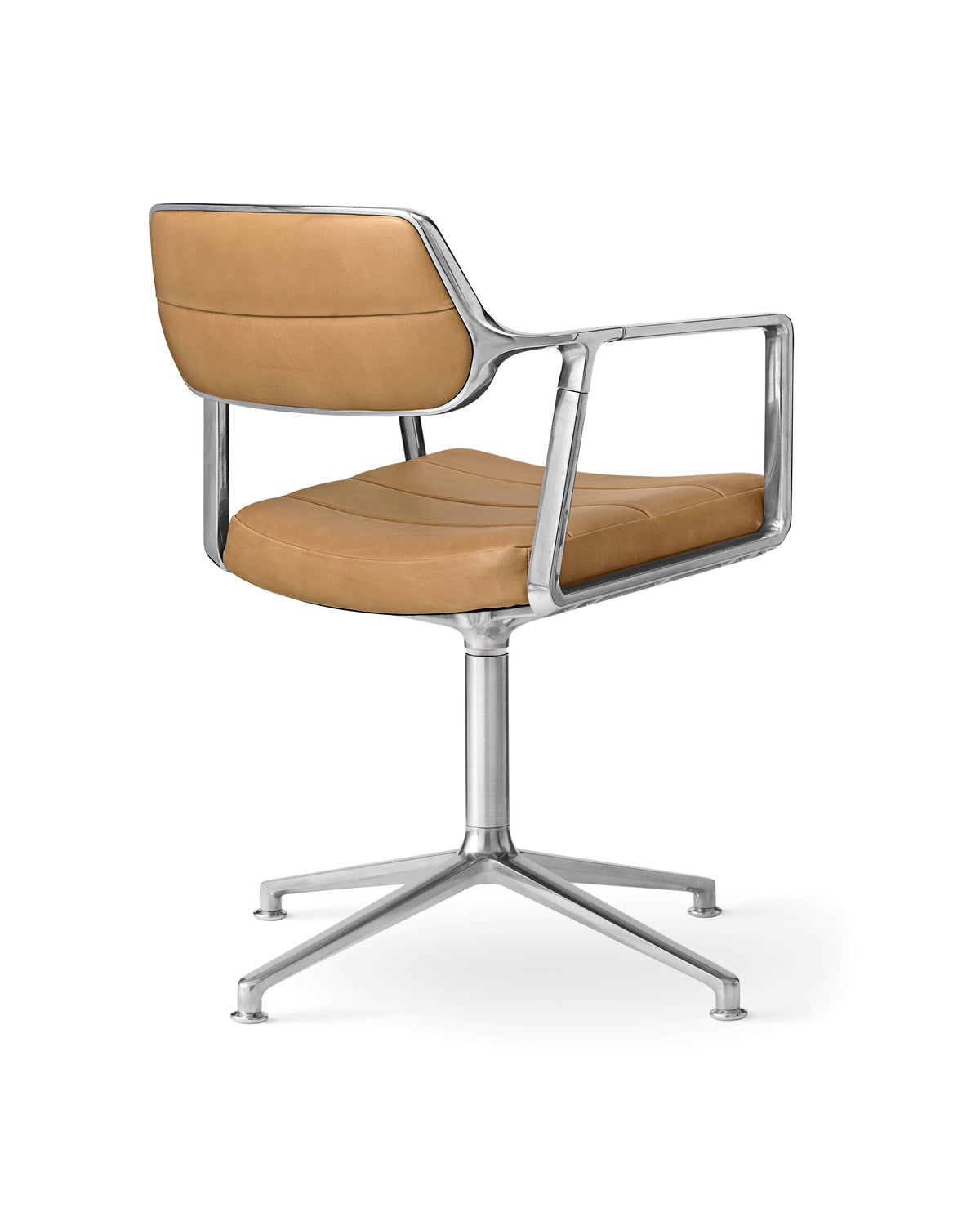 Bureau stoel 453 karamel leer met metalen basis