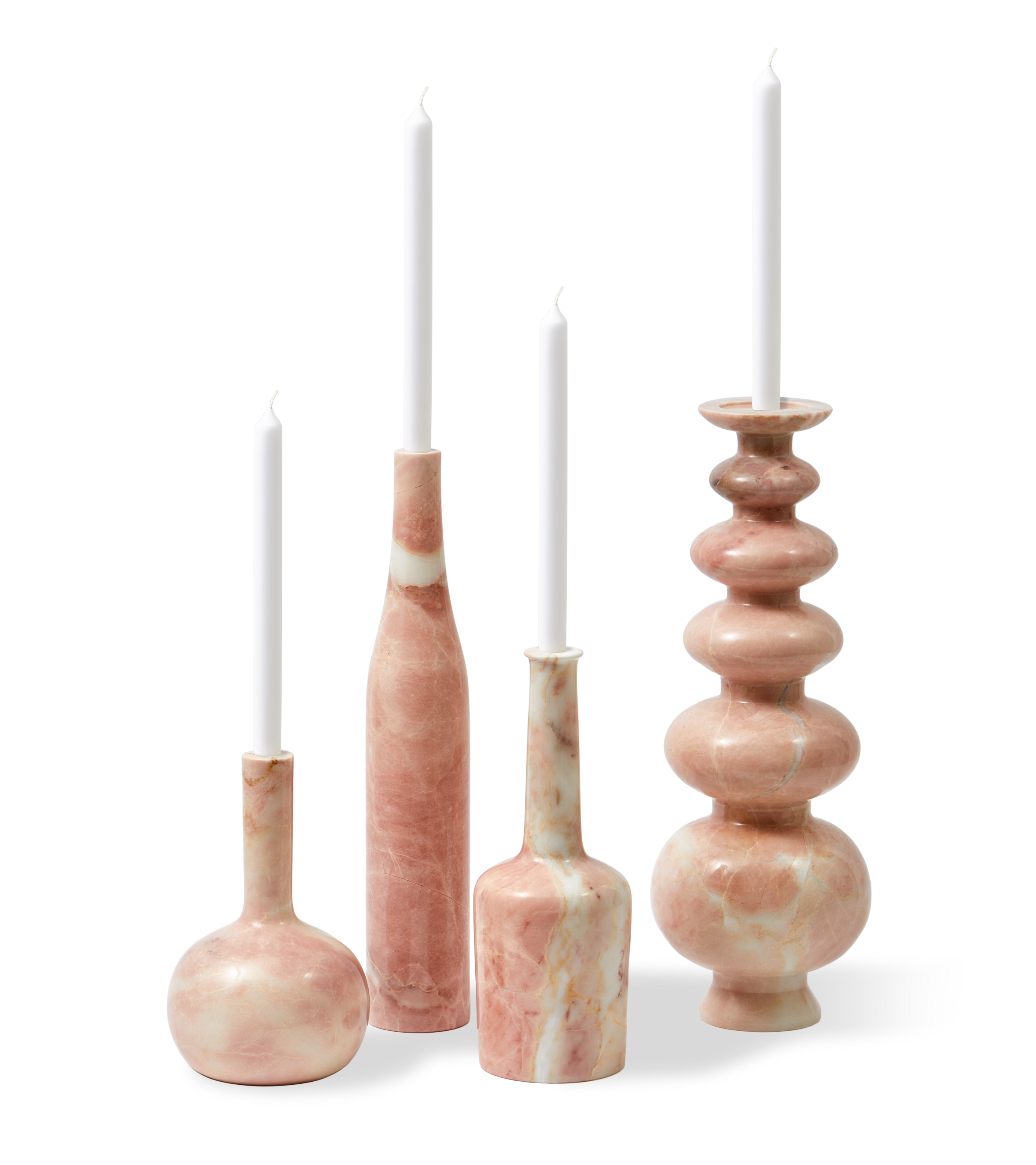 HERITAGE BELL candle holder in light pink marble