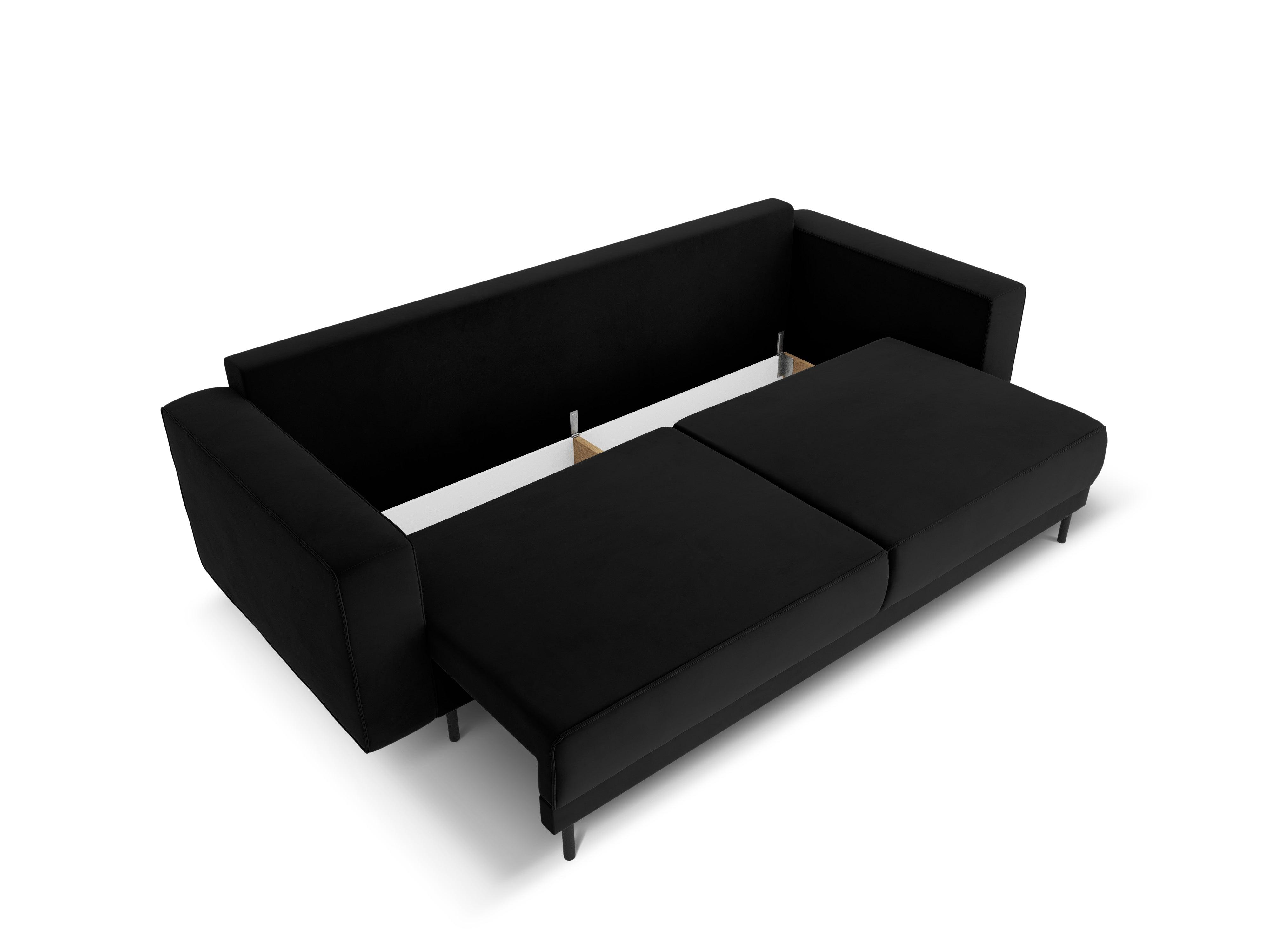 Sofa aksamitna z funkcją spania CARO czarny Micadoni    Eye on Design
