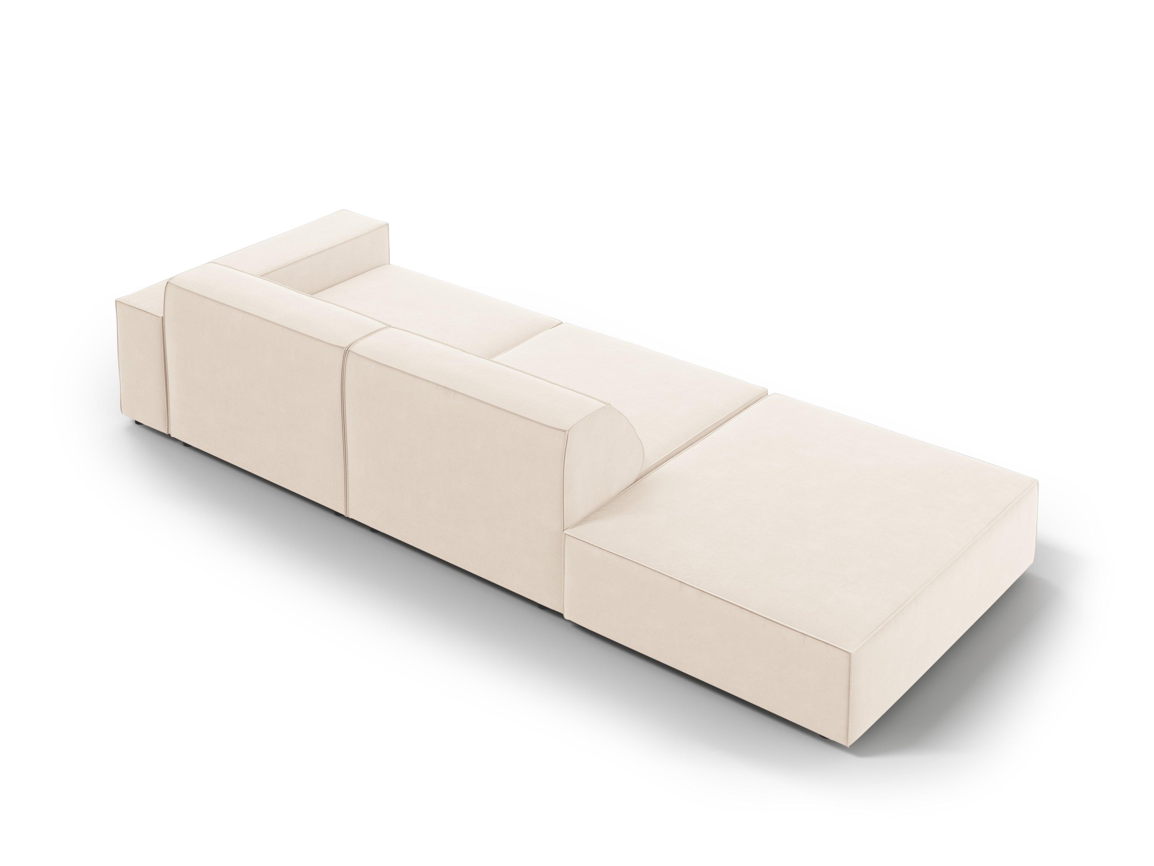 Sofa aksamitna lewostronna 3-osobowa JODIE jasnobeżowy Micadoni    Eye on Design