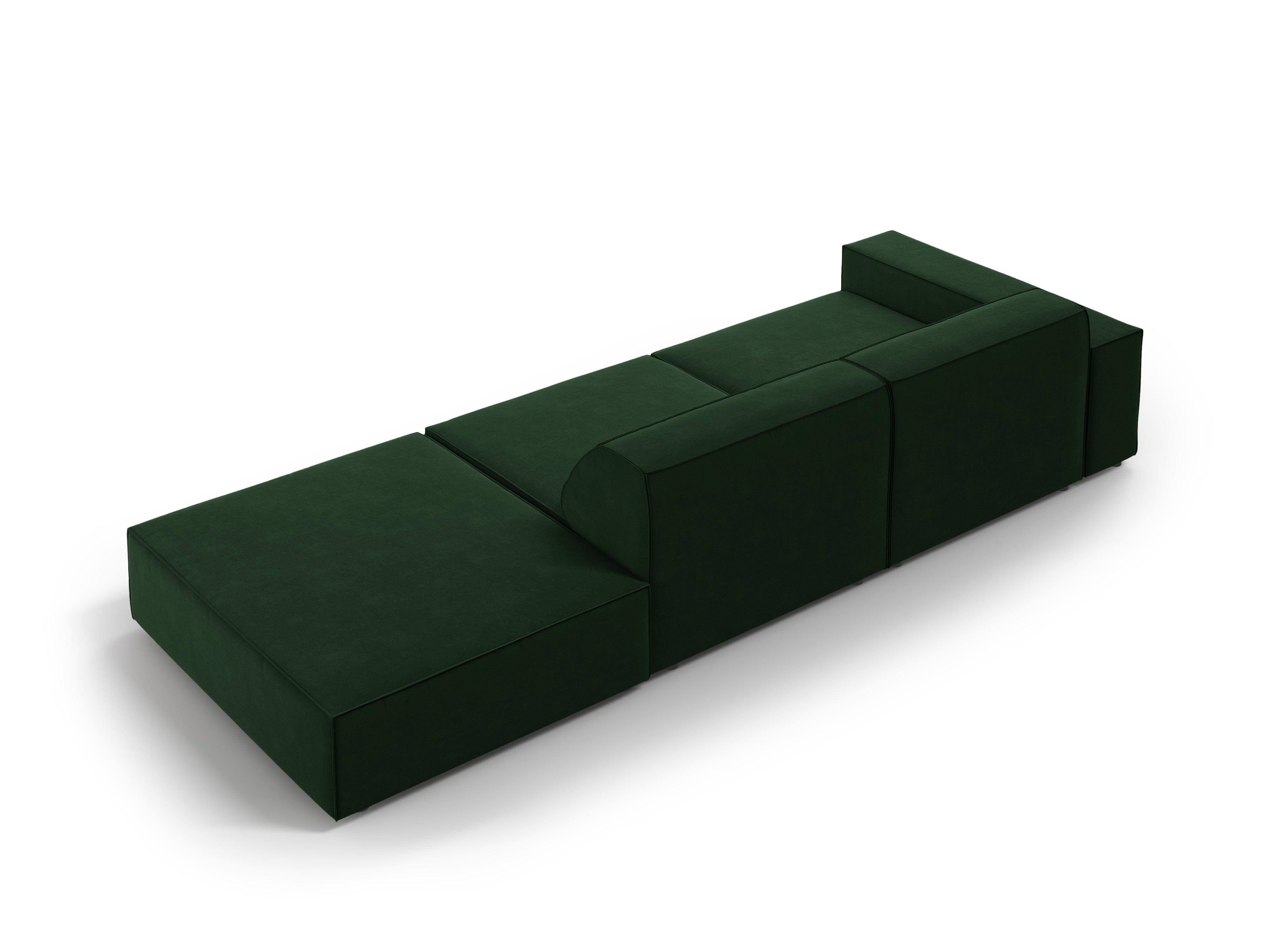 Sofa aksamitna prawostronna 3-osobowa JODIE butelkowa zieleń Micadoni    Eye on Design