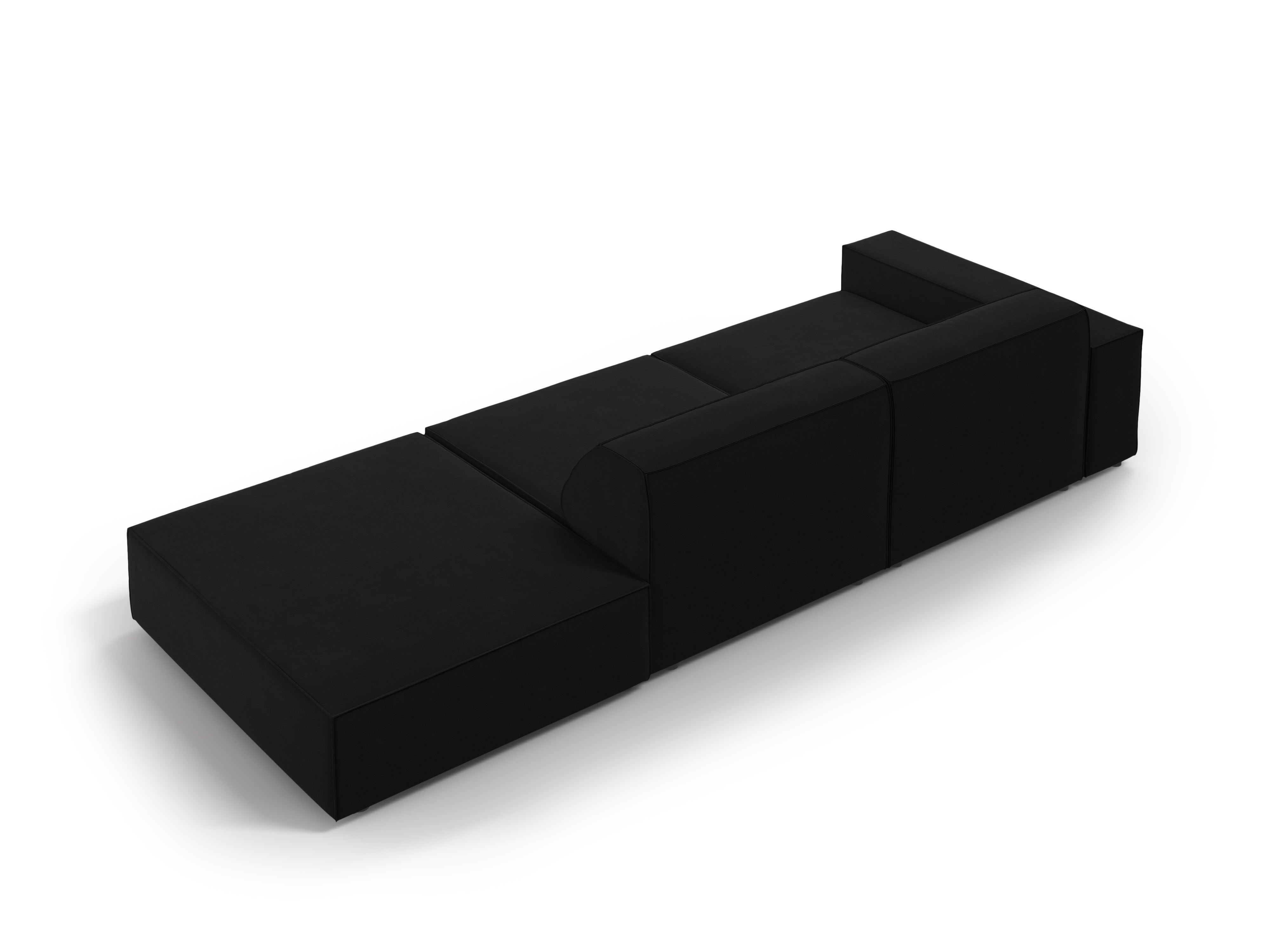 Sofa aksamitna prawostronna 3-osobowa JODIE czarny Micadoni    Eye on Design