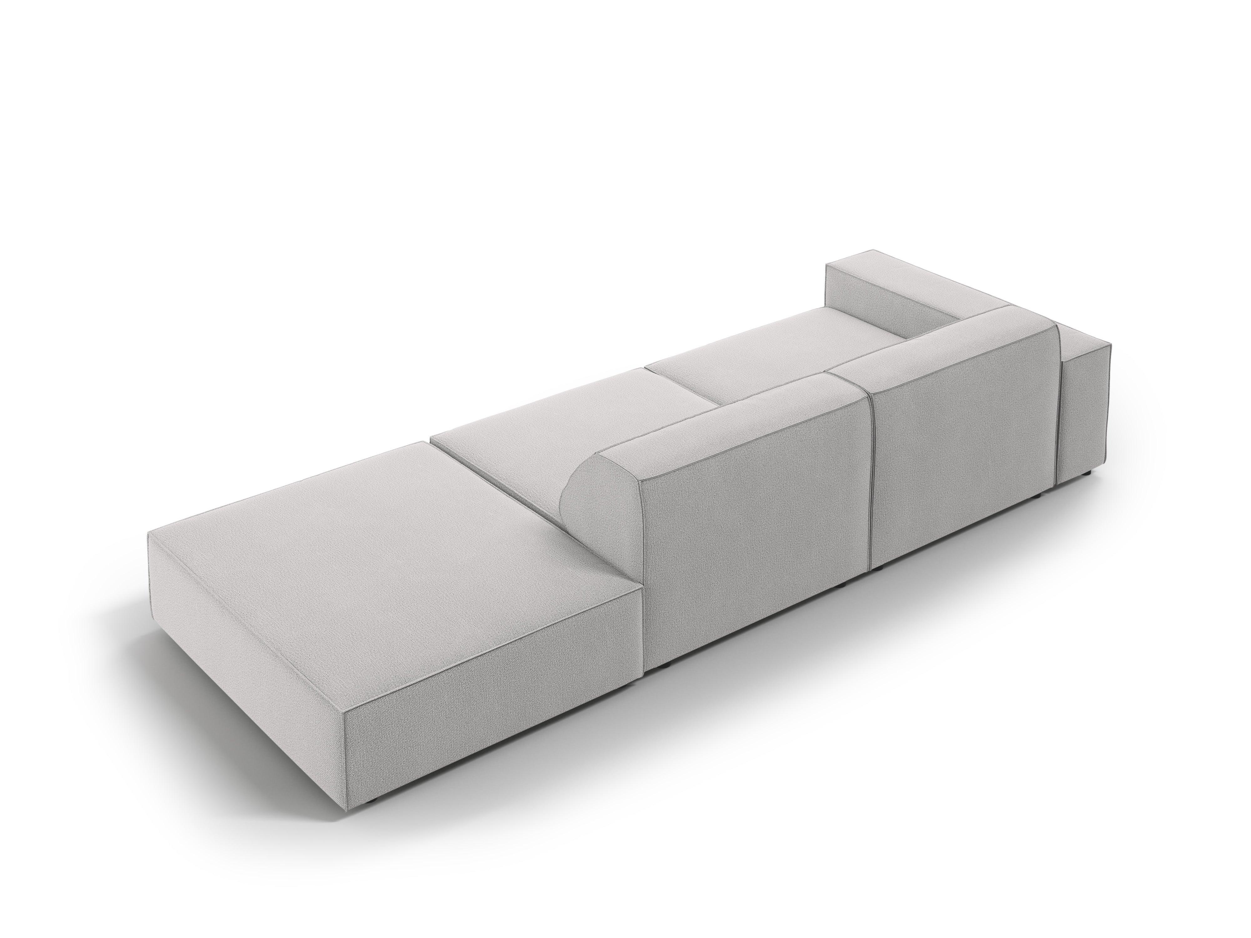 Sofa prawostronna 3-osobowa JODIE jasnoszary – aksamit