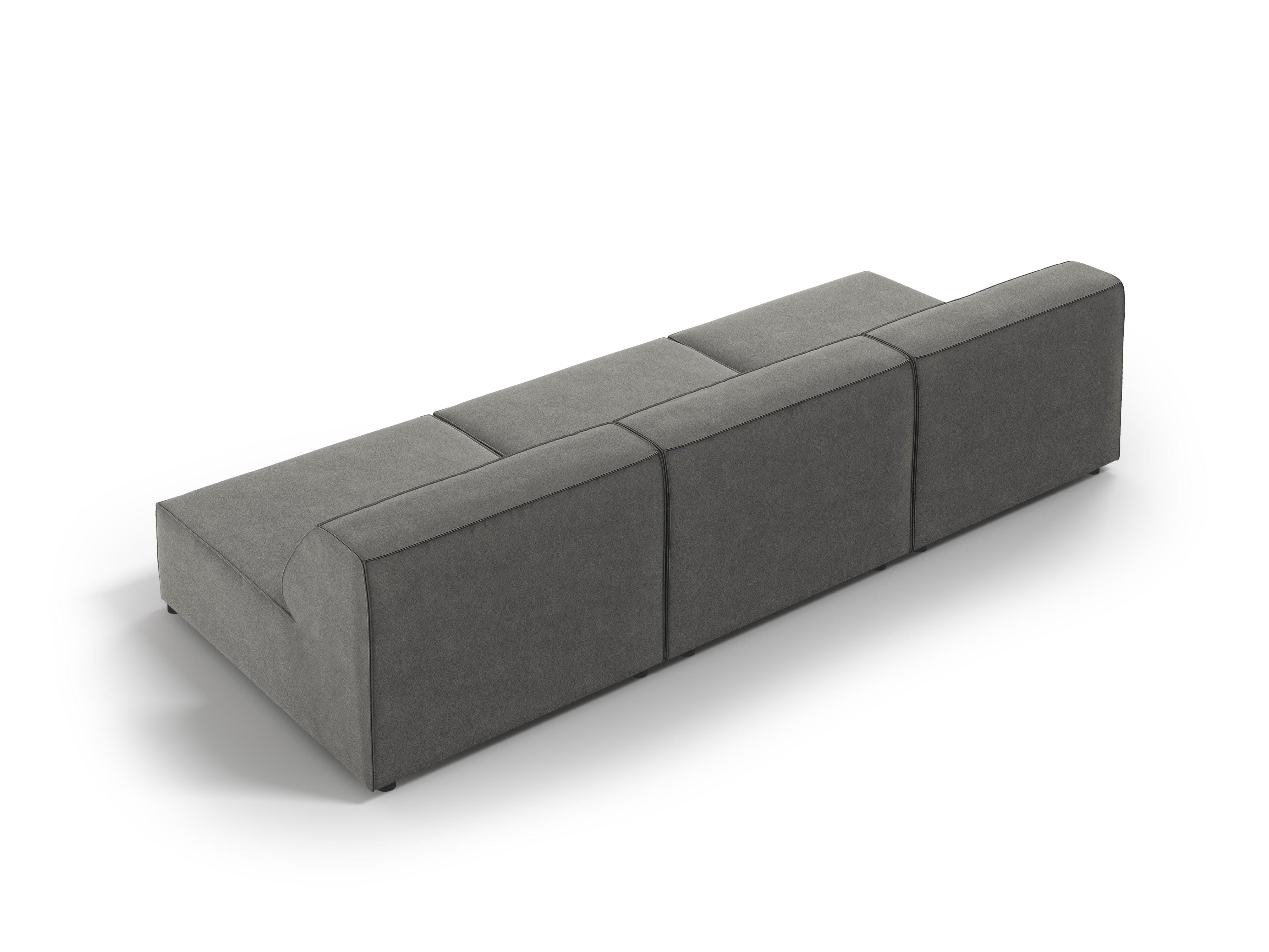 Sofa aksamitna 3-osobowa otwarta JODIE jasnoszary – styl nowoczesny