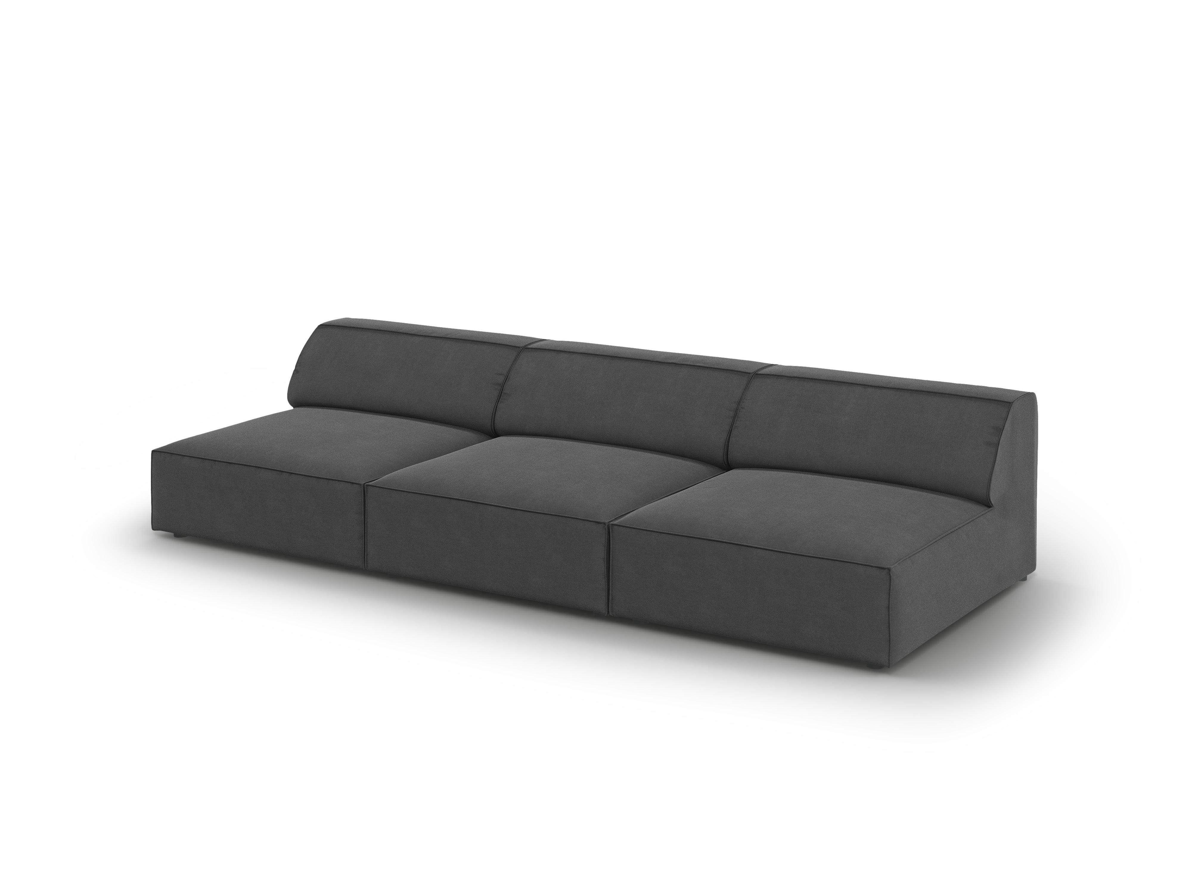Sofa aksamitna 3-osobowa otwarta JODIE ciemnoszary do salonu – Micadoni