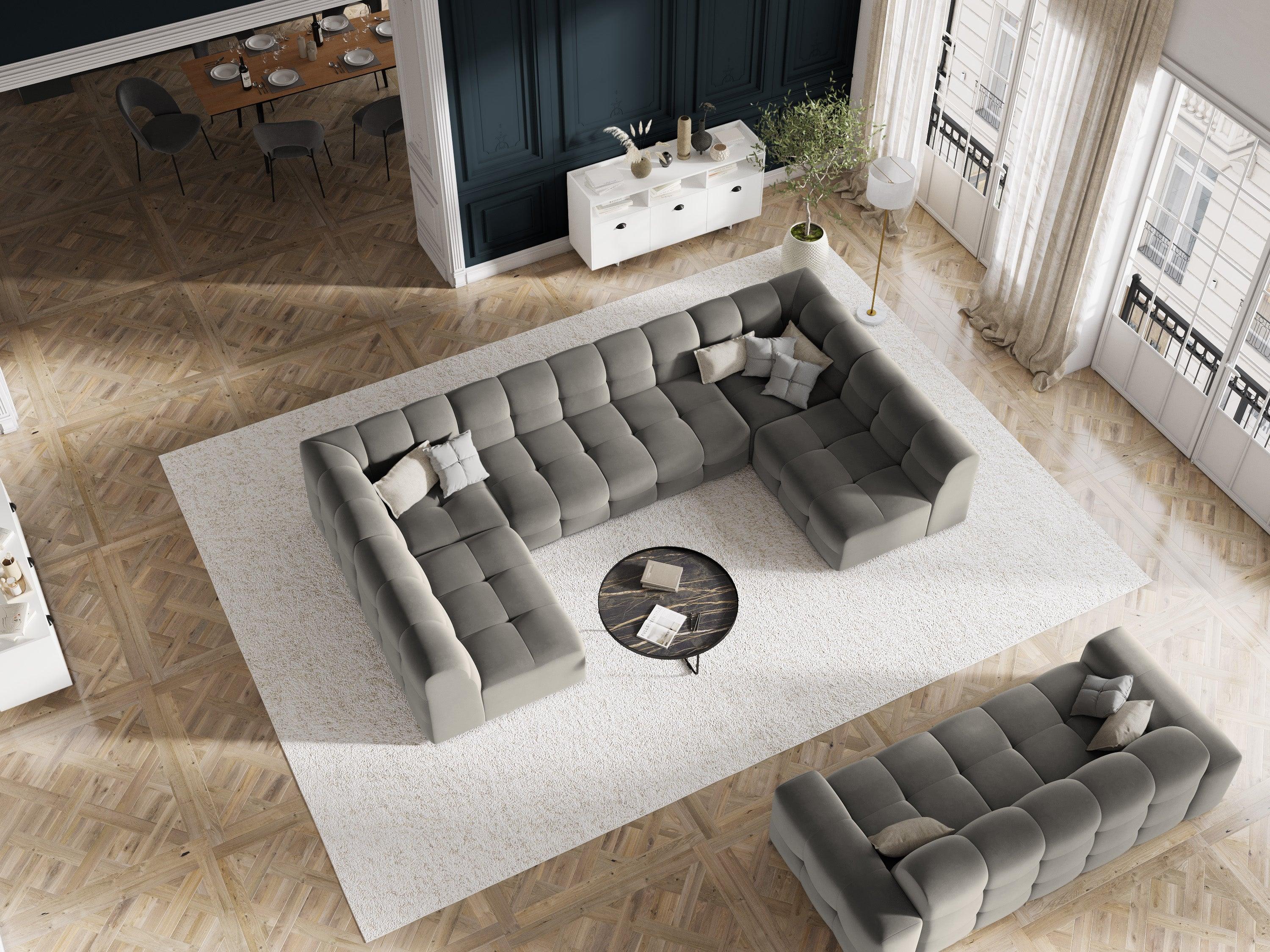 Sofa aksamitna 3-osobowa KENDAL szary Micadoni    Eye on Design