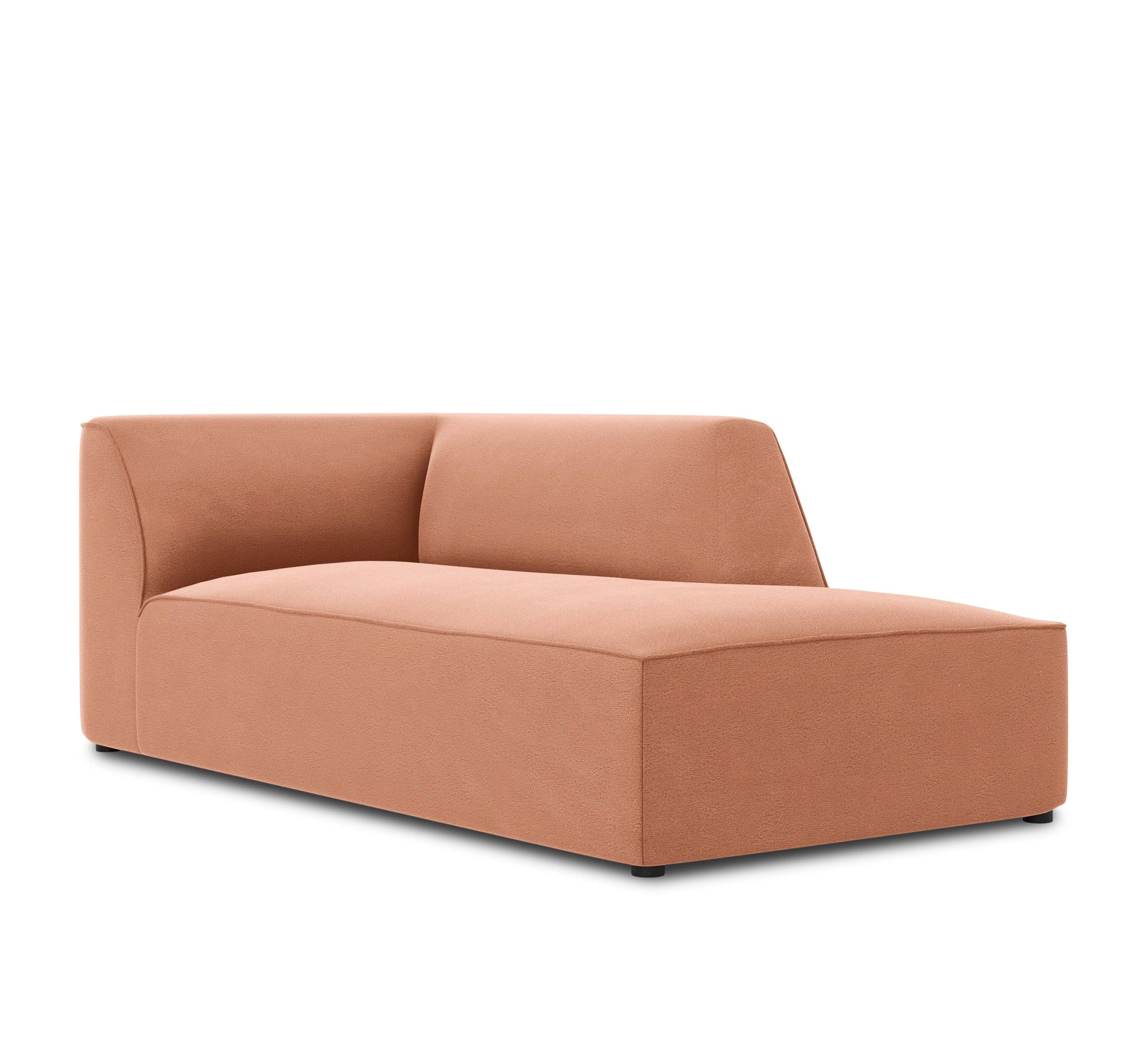 Szezlong aksamitny prawostronny RUBY łososiowy Micadoni    Eye on Design