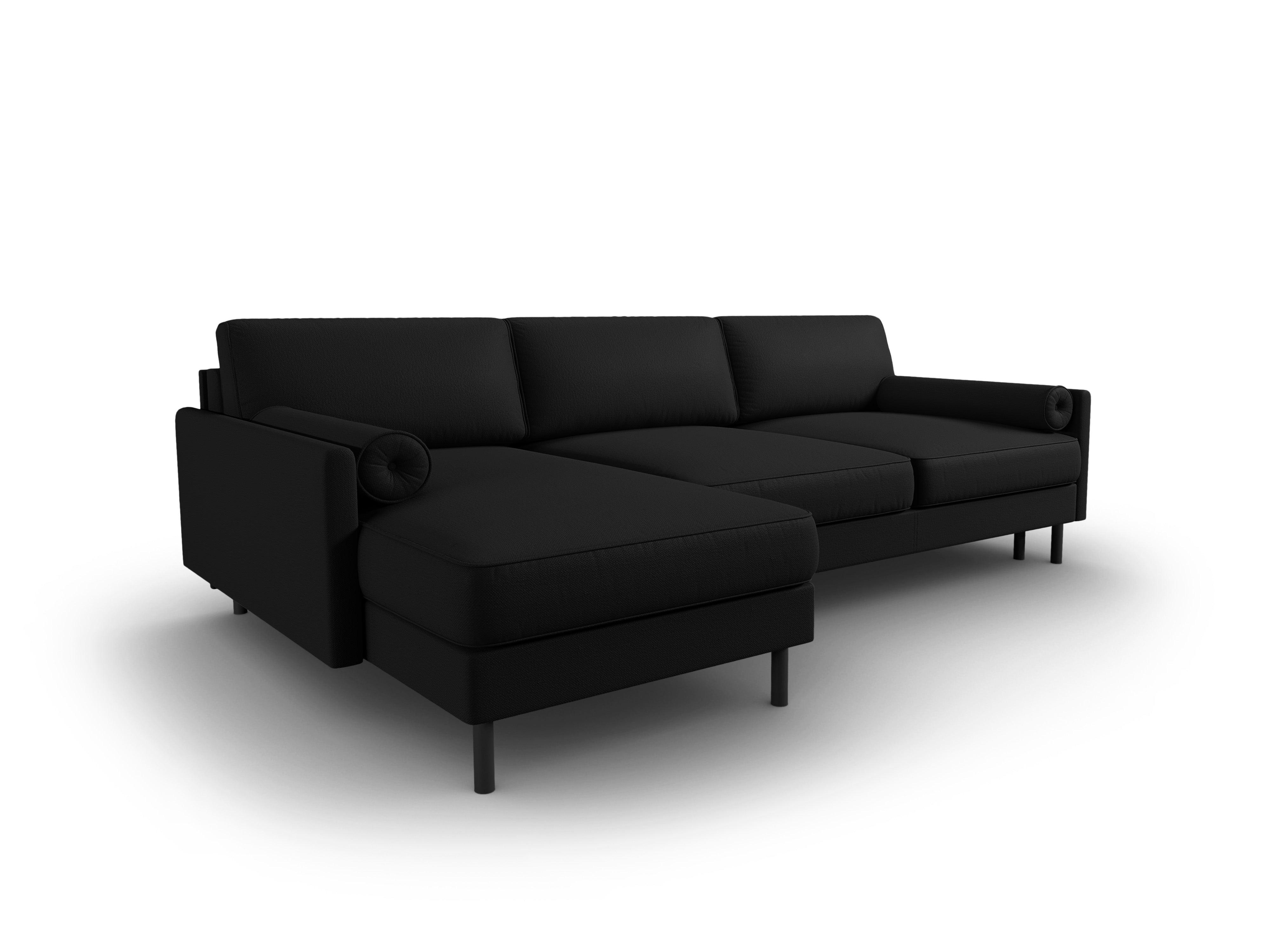 Narożnik lewostronny z funkcją spania SCOTT czarny Micadoni    Eye on Design