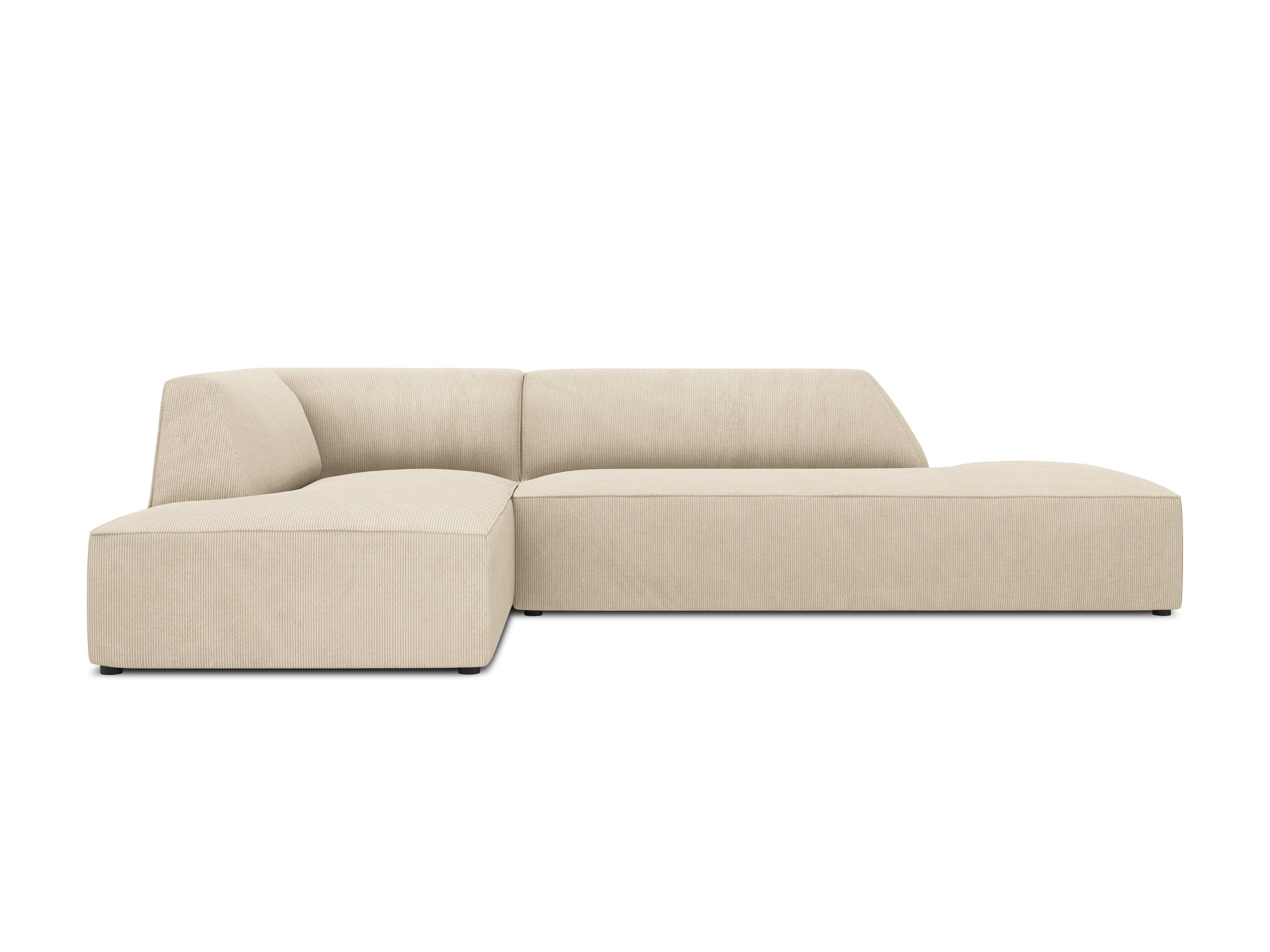 Sofa narożna sztruksowa lewostronna RUBY beżowy Micadoni    Eye on Design