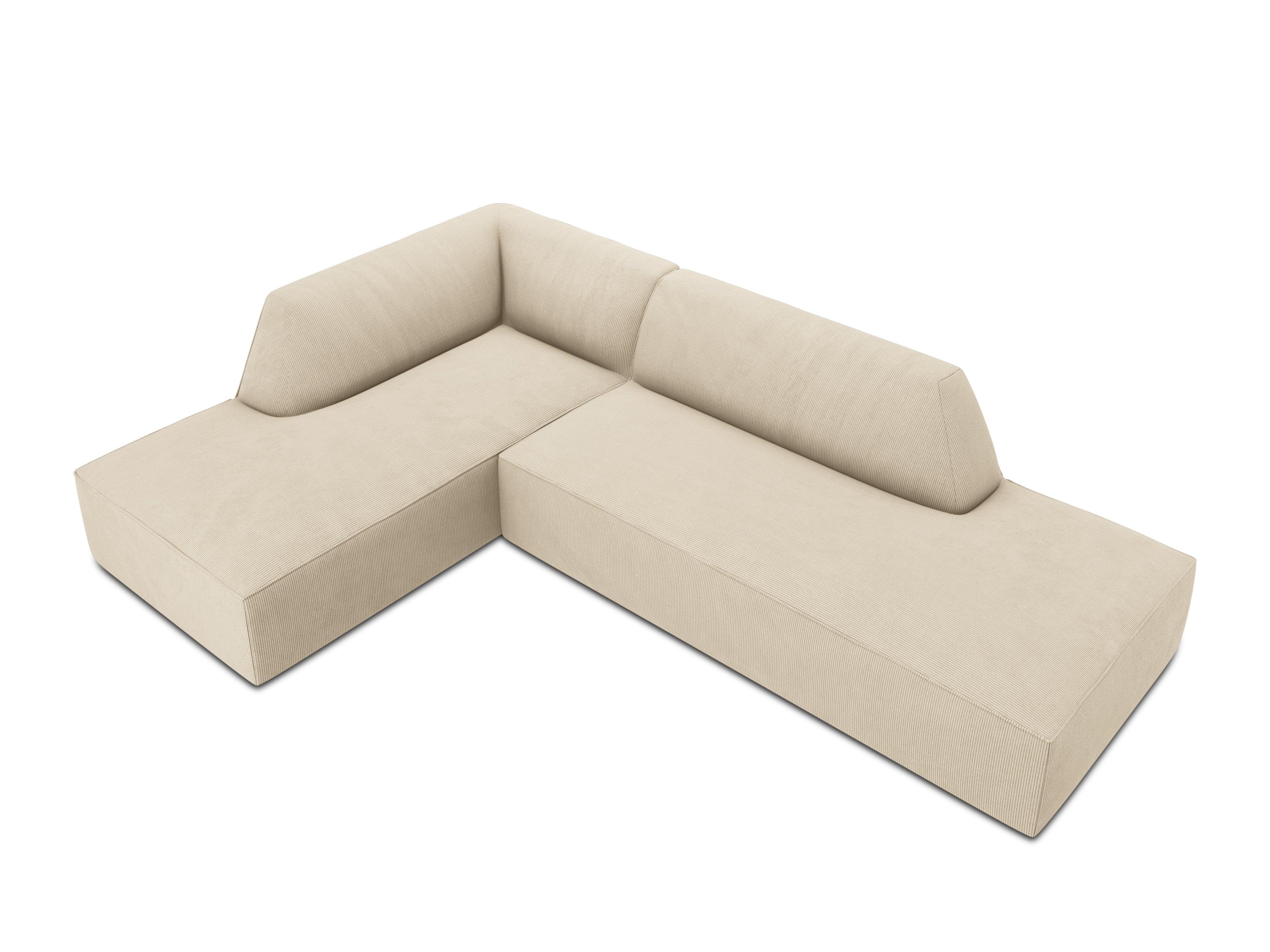 Sofa narożna sztruksowa lewostronna RUBY beżowy Micadoni    Eye on Design