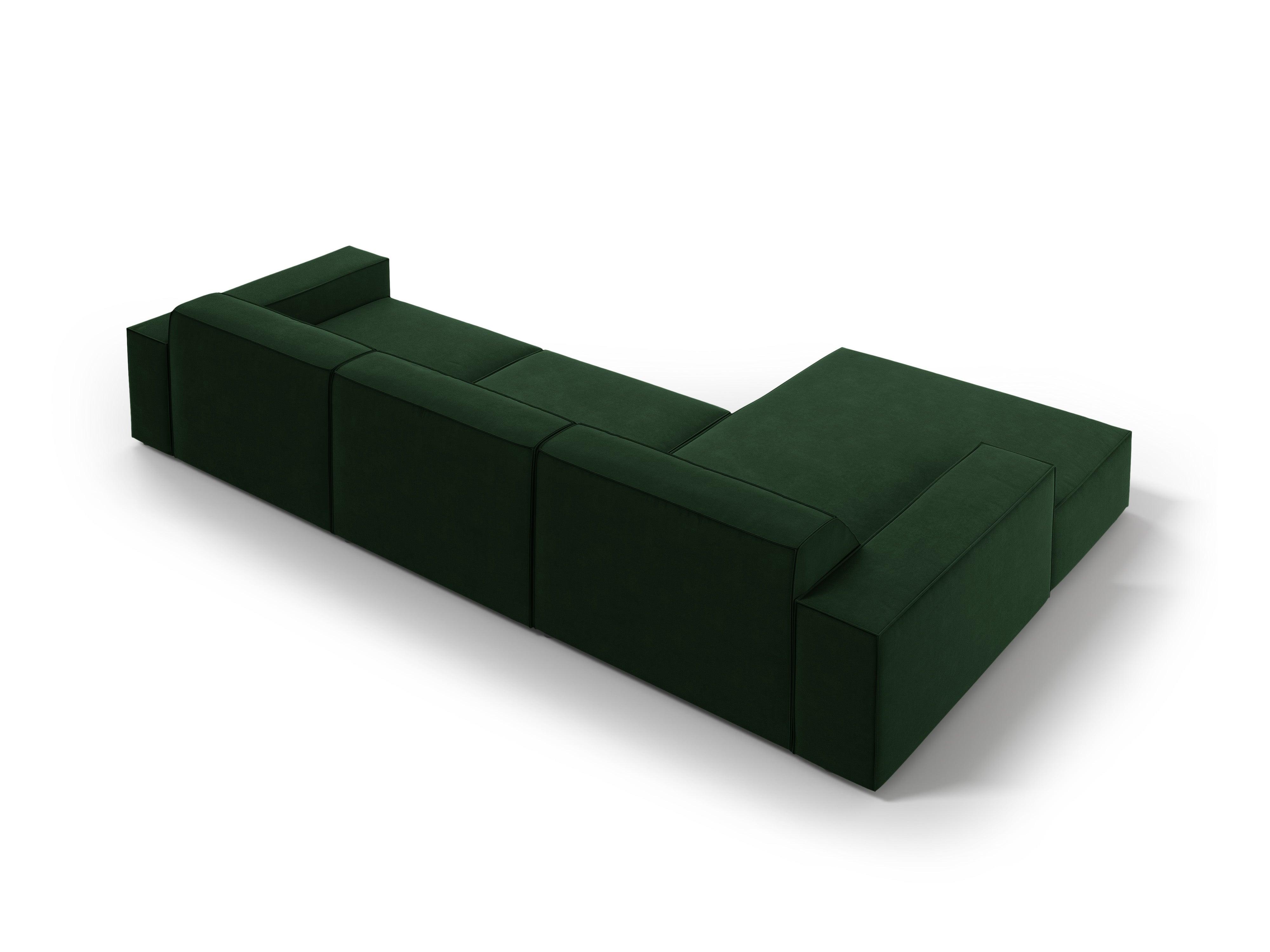 Narożnik aksamitny lewostronny 4-osobowy JODIE butelkowa zieleń Micadoni    Eye on Design
