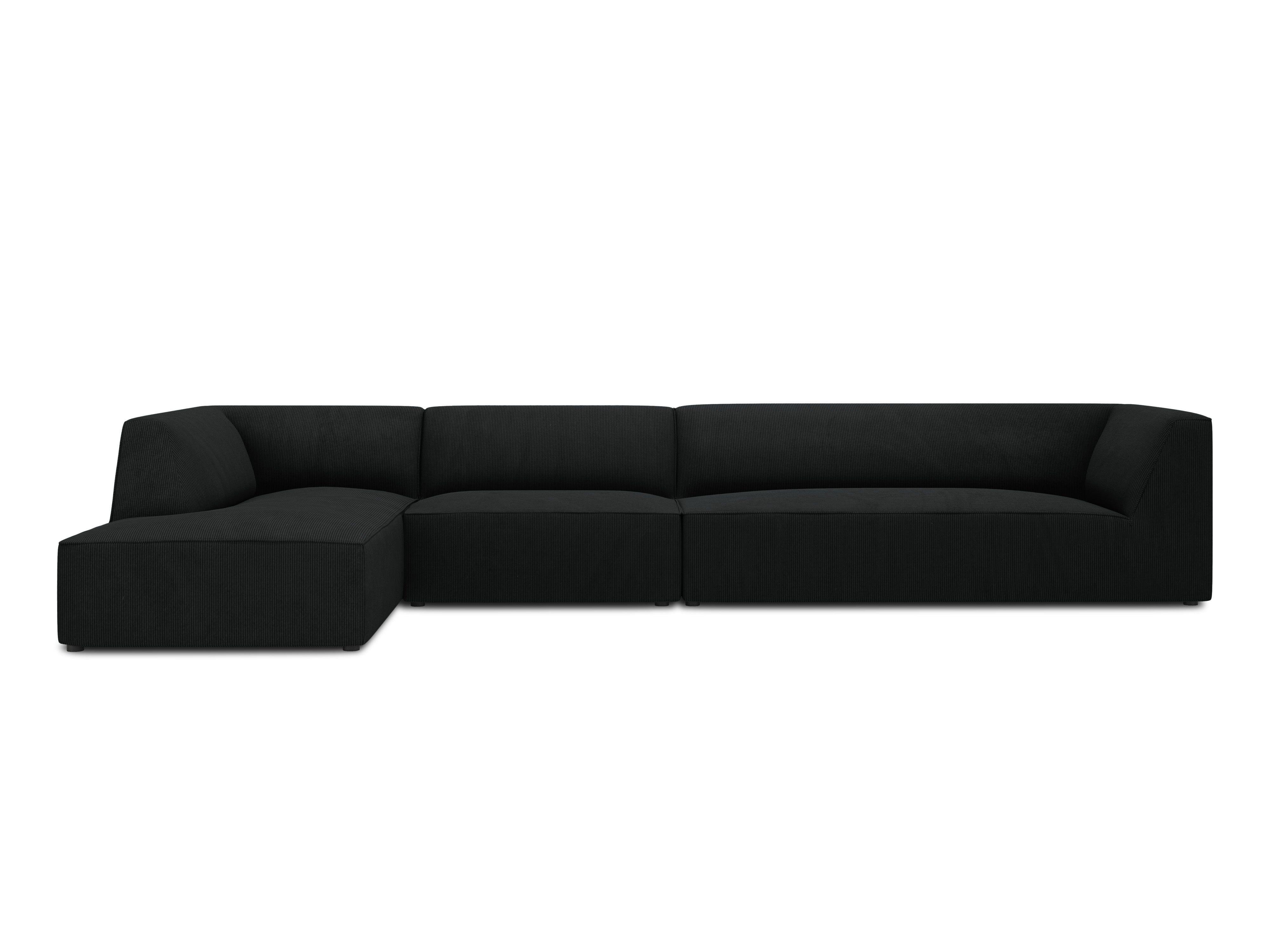 Narożnik sztruksowy 5-osobowy lewostronny RUBY czarny Micadoni    Eye on Design