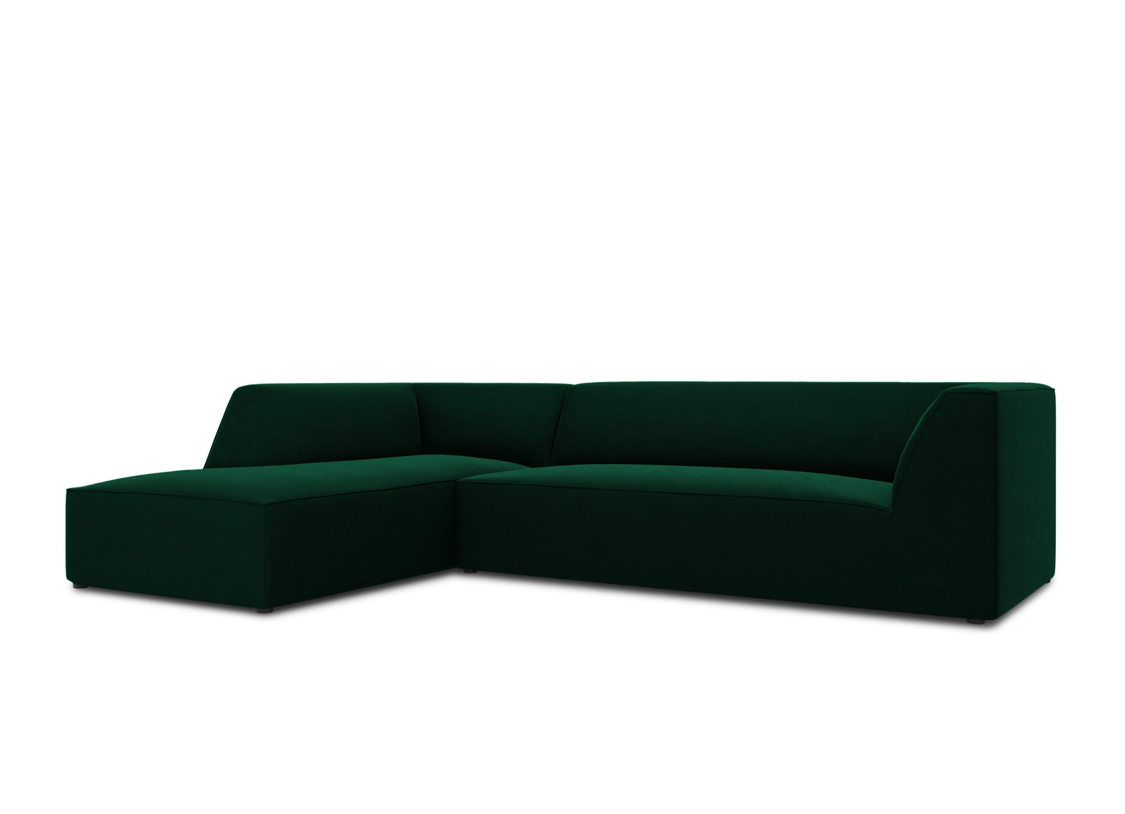 Narożnik aksamitny 4-osobowy lewostronny RUBY butelkowa zieleń Micadoni    Eye on Design