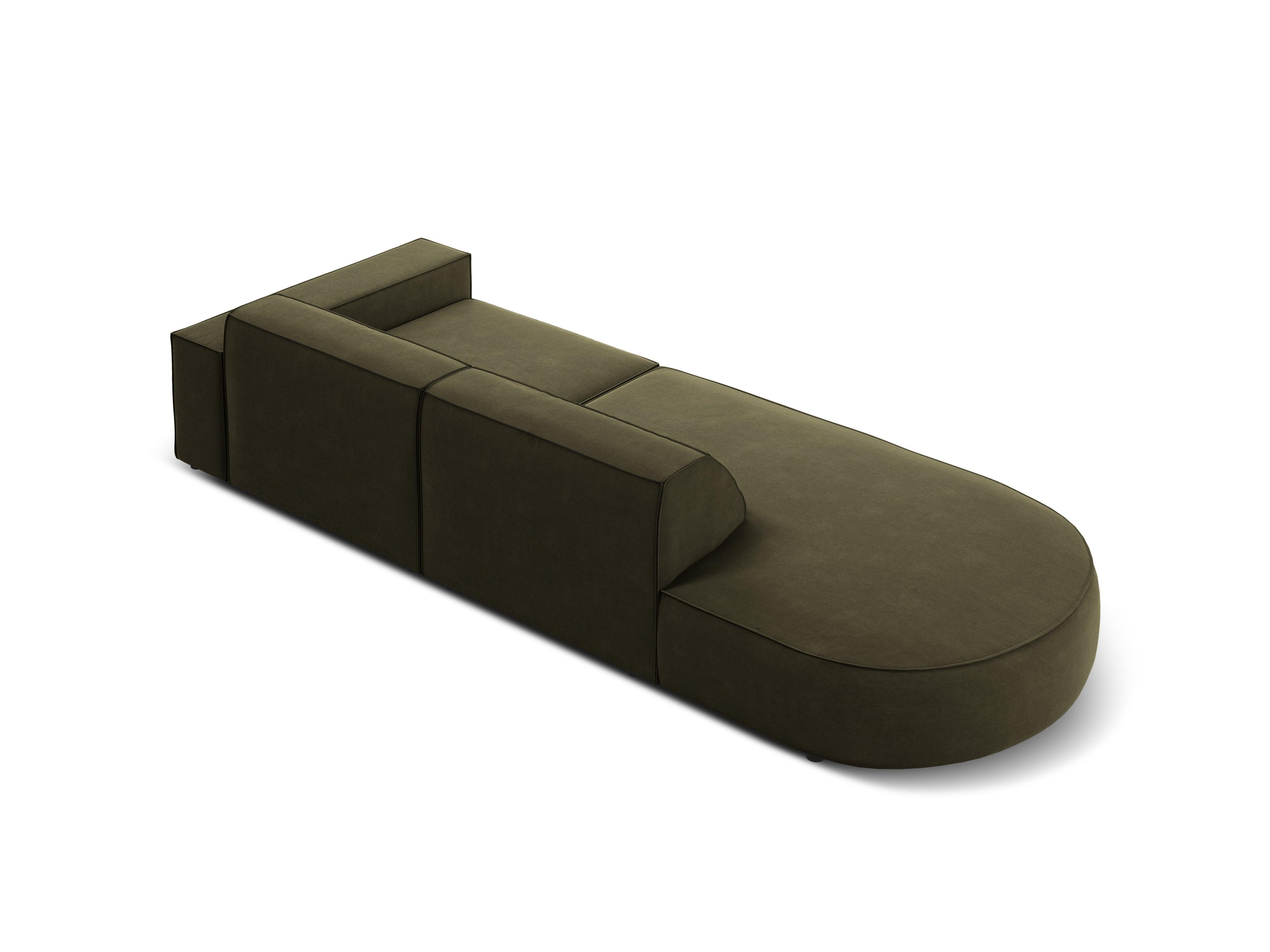 Sofa aksamitna lewostronna okrągła 3-osobowa JODIE zielony Micadoni    Eye on Design