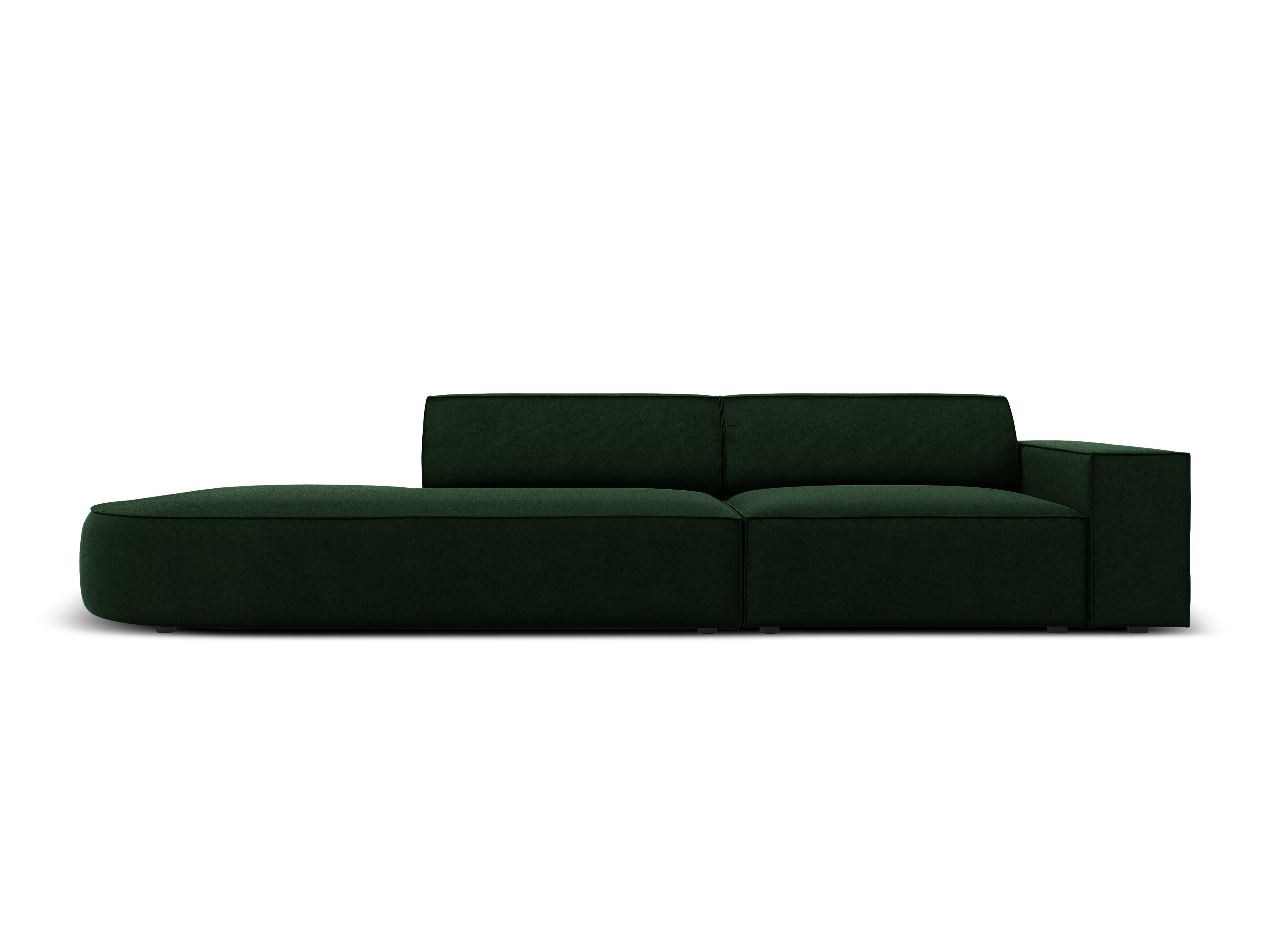 Sofa aksamitna lewostronna okrągła 3-osobowa JODIE butelkowa zieleń Micadoni    Eye on Design