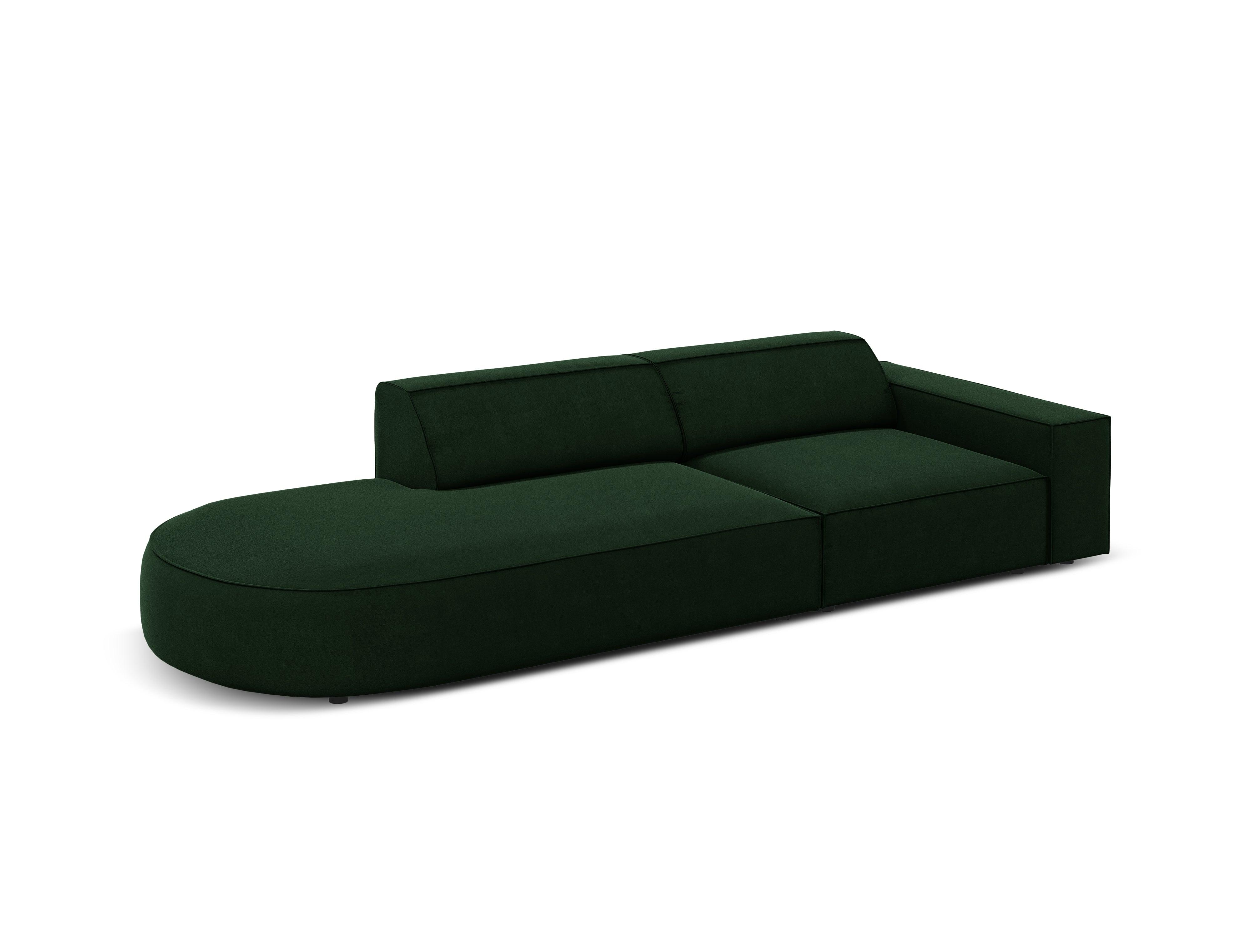 Sofa aksamitna lewostronna okrągła 3-osobowa JODIE butelkowa zieleń Micadoni    Eye on Design