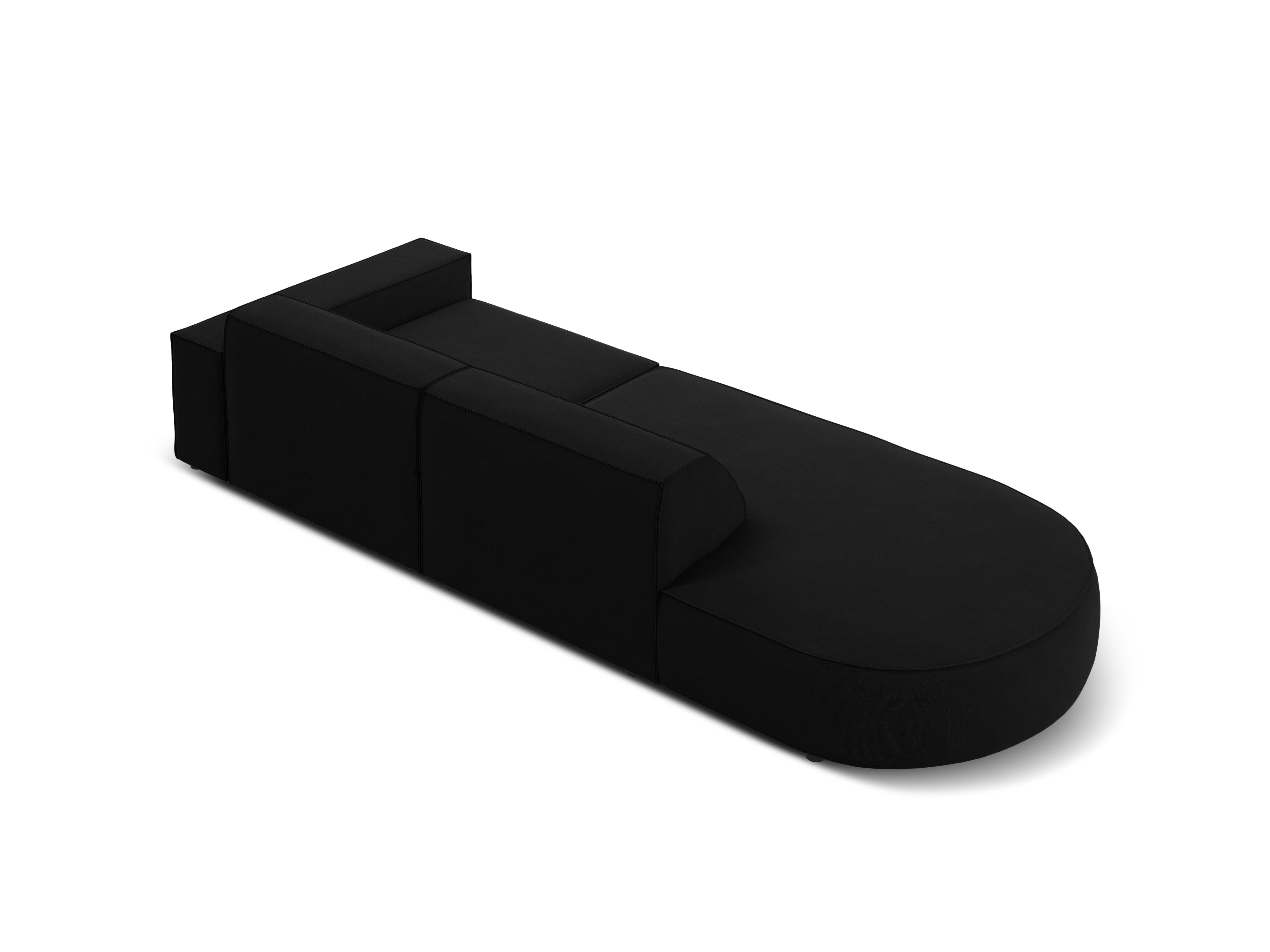 Sofa aksamitna lewostronna okrągła 3-osobowa JODIE czarny Micadoni    Eye on Design
