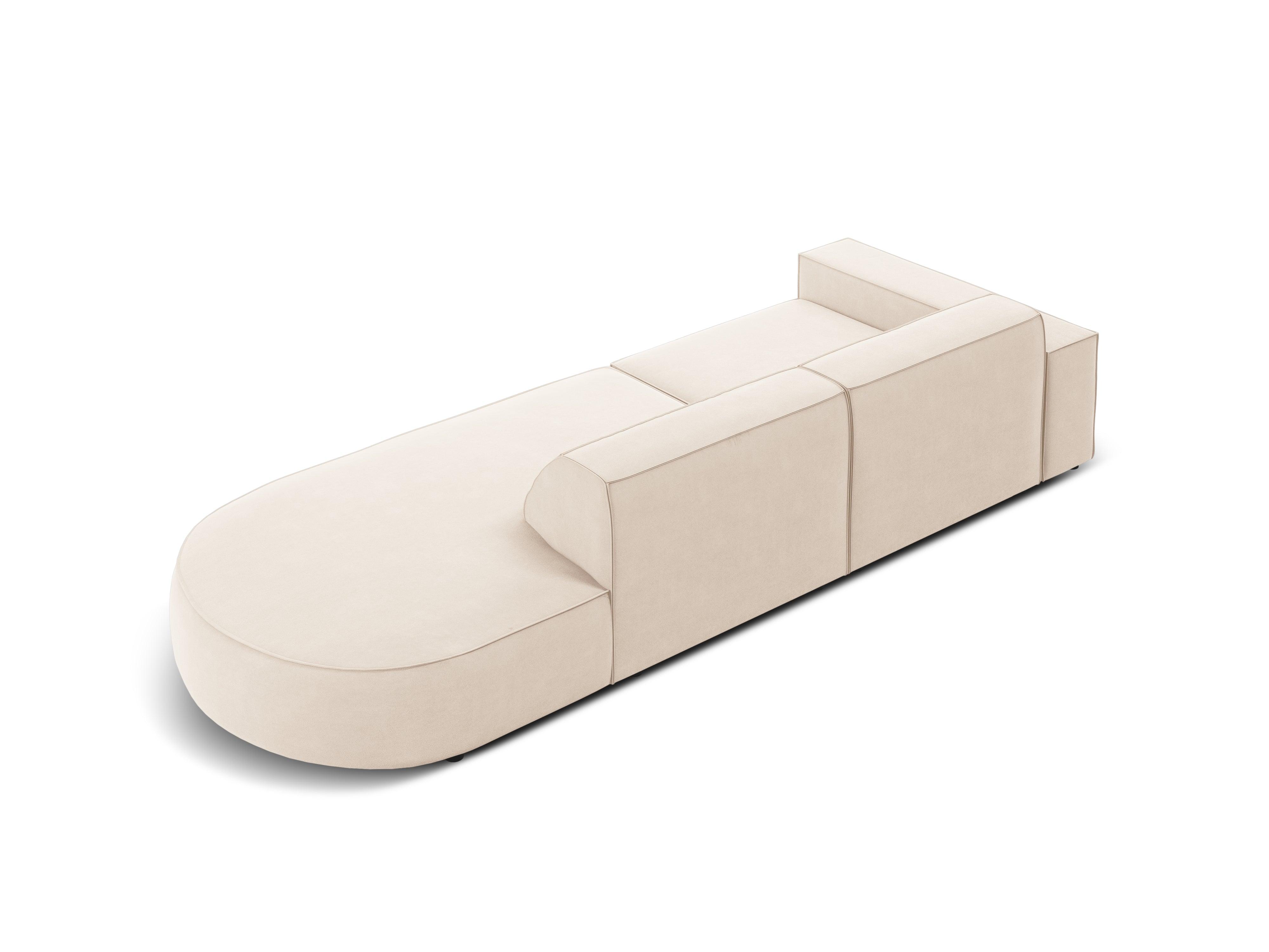 Sofa aksamitna prawostronna okrągła 3-osobowa JODIE jasnobeżowy Micadoni    Eye on Design