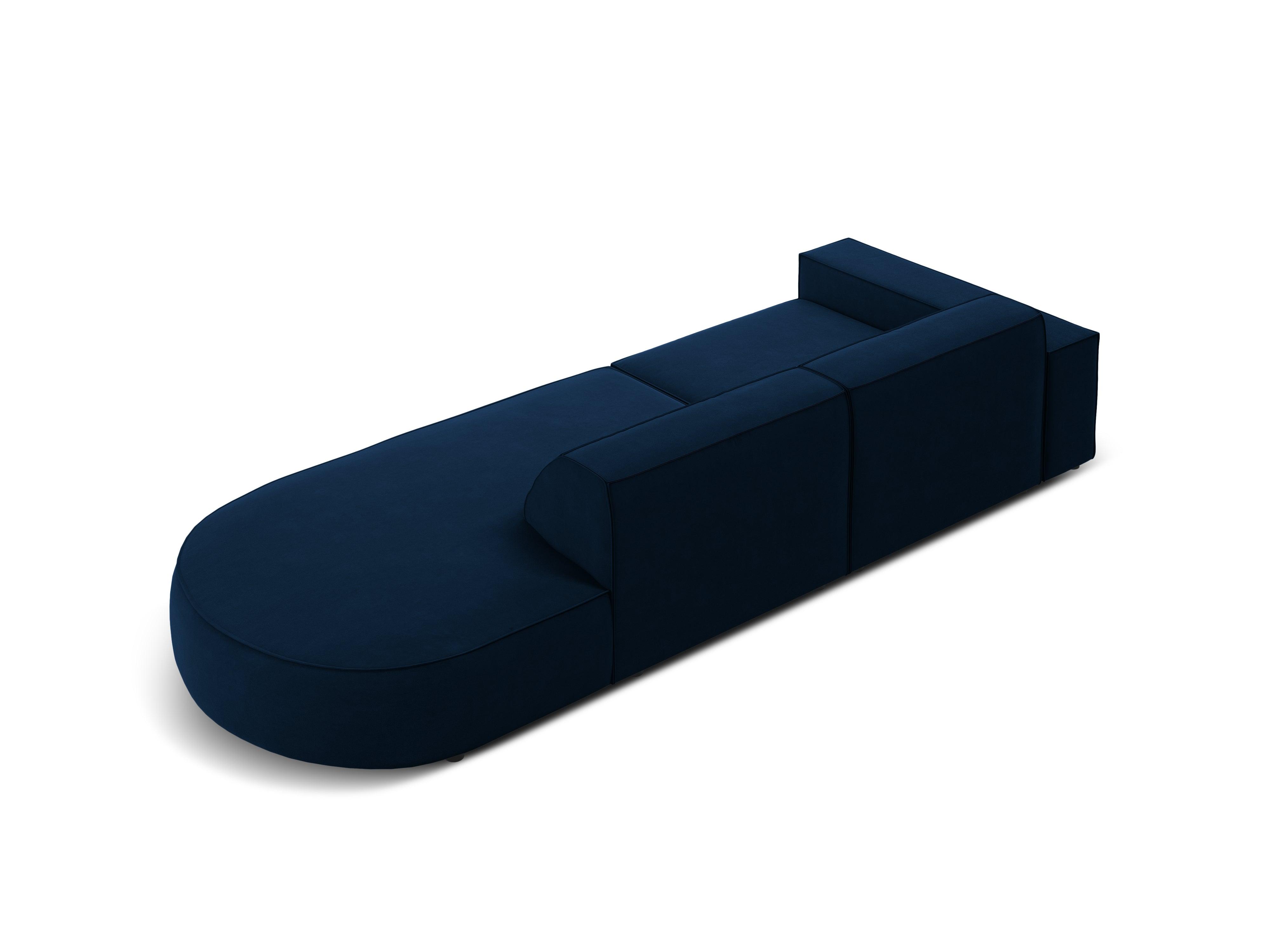 Sofa aksamitna prawostronna okrągła 3-osobowa JODIE granat królewski Micadoni    Eye on Design
