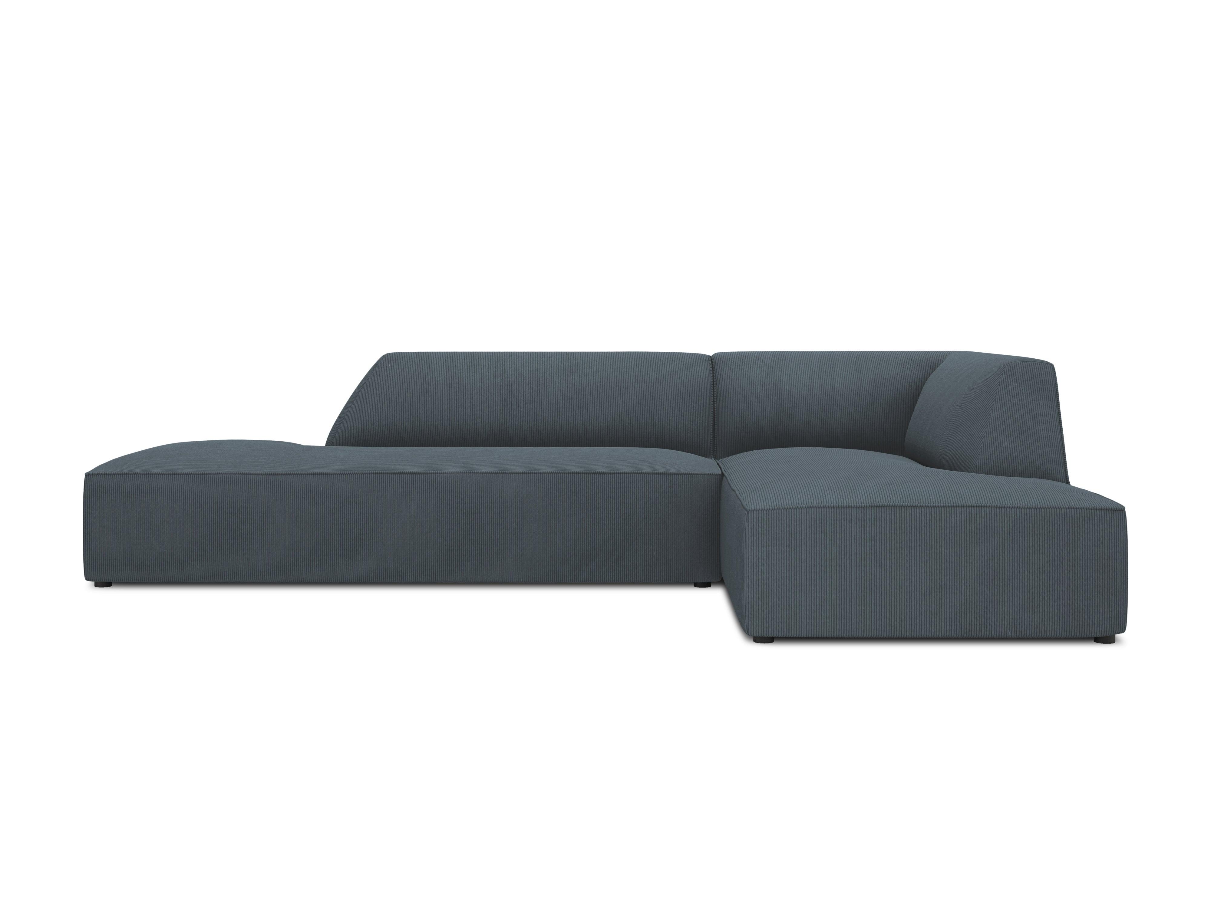 Sofa narożna sztruksowa prawostronny RUBY niebieski Micadoni    Eye on Design
