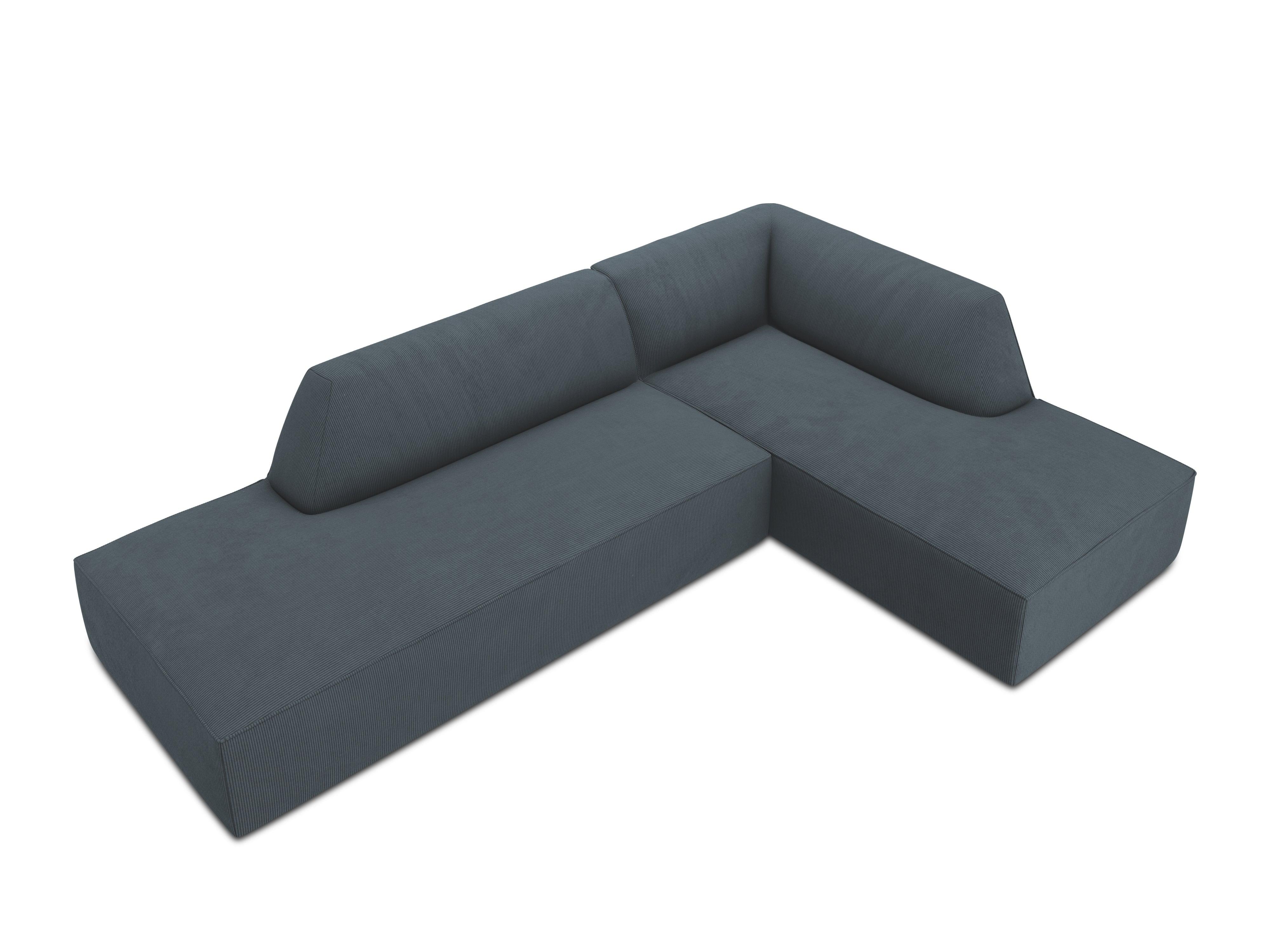 Sofa narożna sztruksowa prawostronny RUBY niebieski Micadoni    Eye on Design
