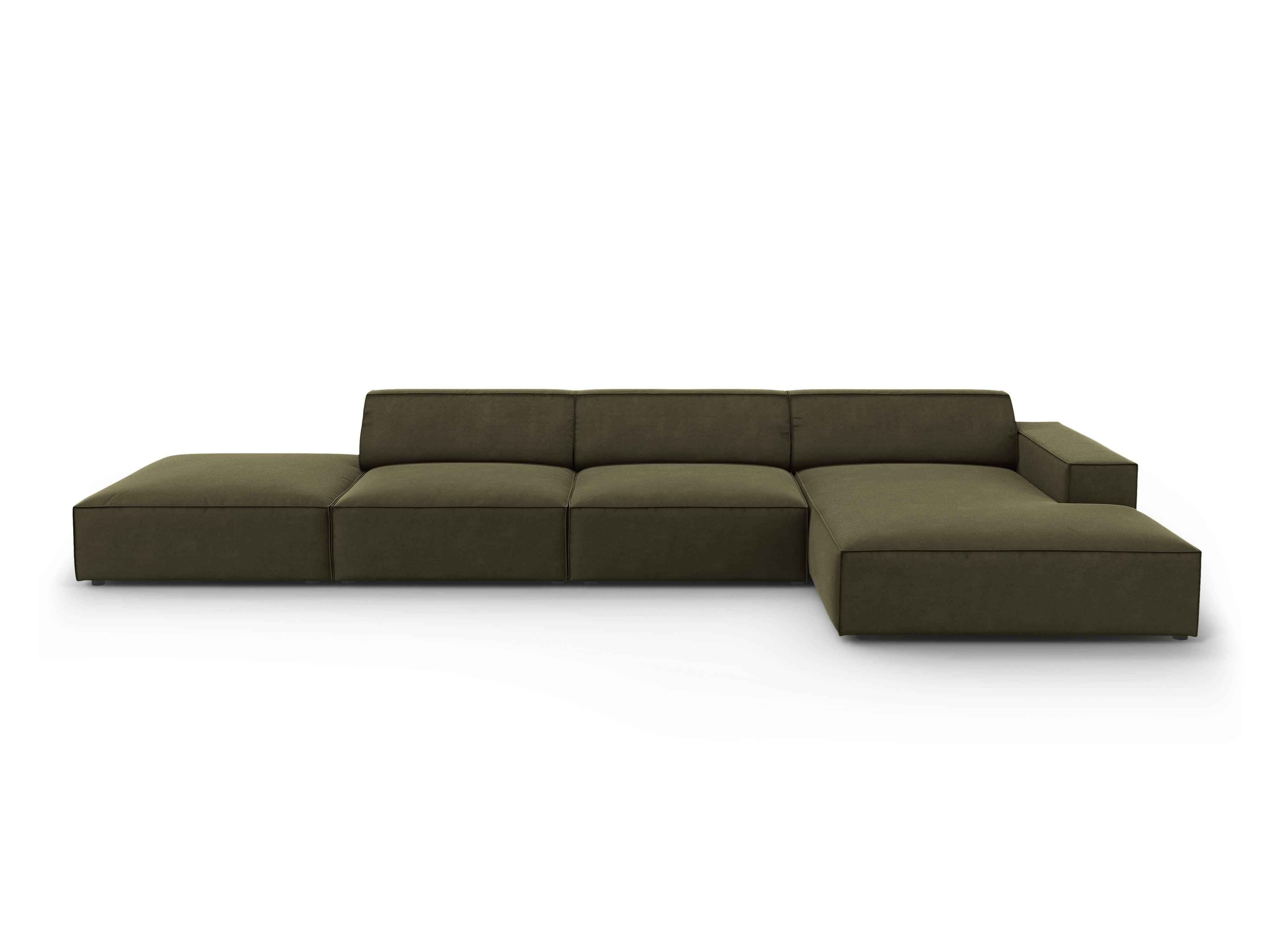 Narożnik aksamitny prawostronny 5-osobowy JODIE zielony Micadoni    Eye on Design
