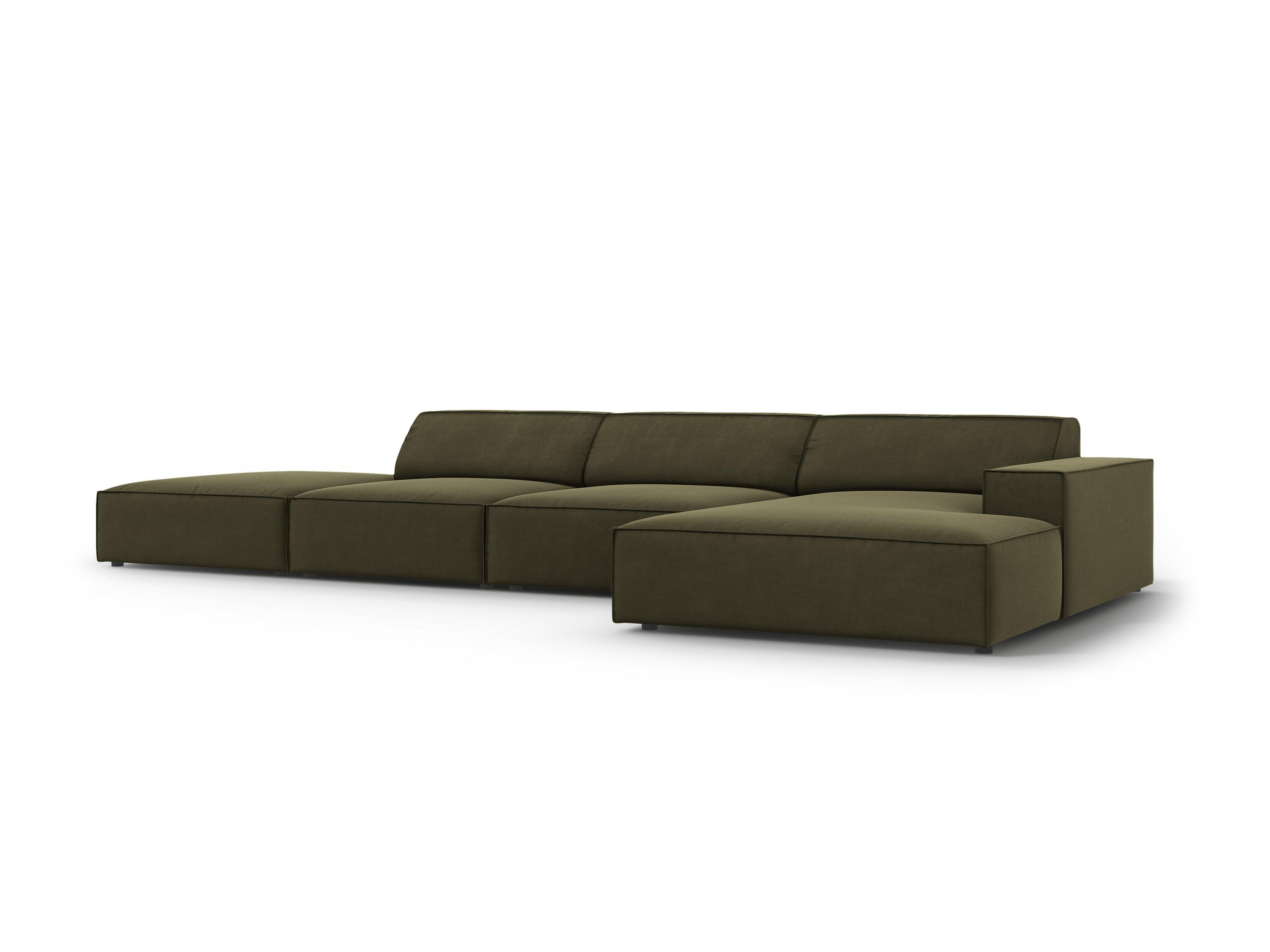 Narożnik aksamitny prawostronny 5-osobowy JODIE zielony Micadoni    Eye on Design